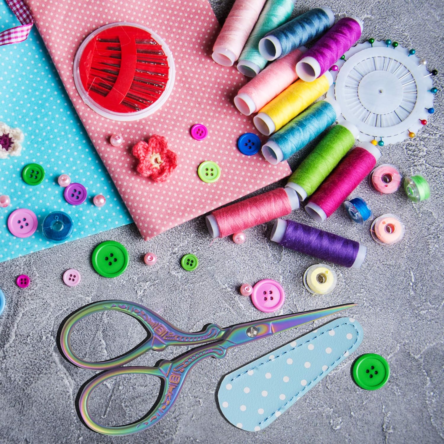 Hisuper Cute 3.6inch Embroidery Scissors Crafting Sewing Threading Needlework Scissors with Leather Scissors Cover for Sewing Handicrafts Tool Craft Art Work and Everyday Use : Arts, Crafts & Sewing