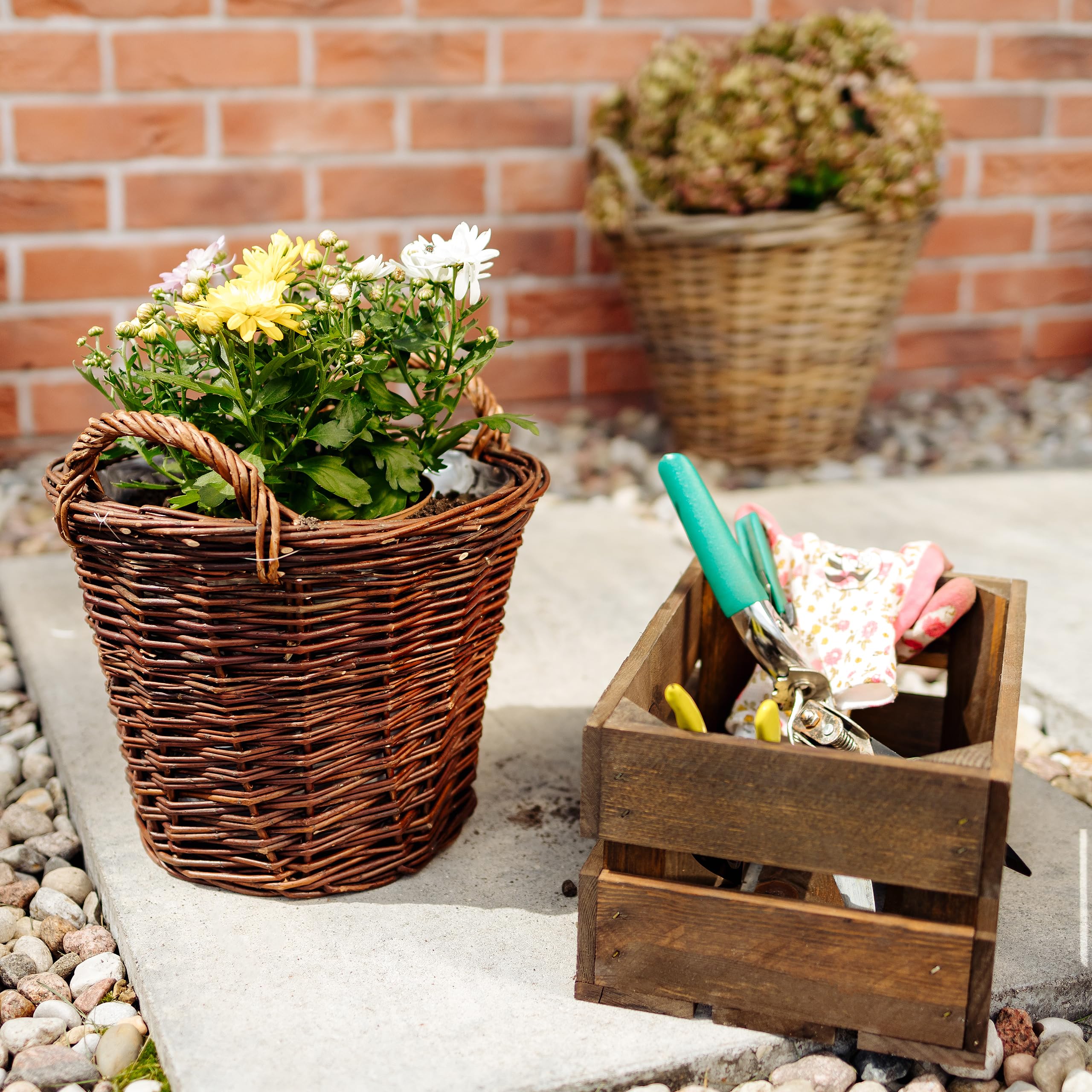 Creative Home Pot de Fleurs en Osier Foncé | Hauteur 30 cm