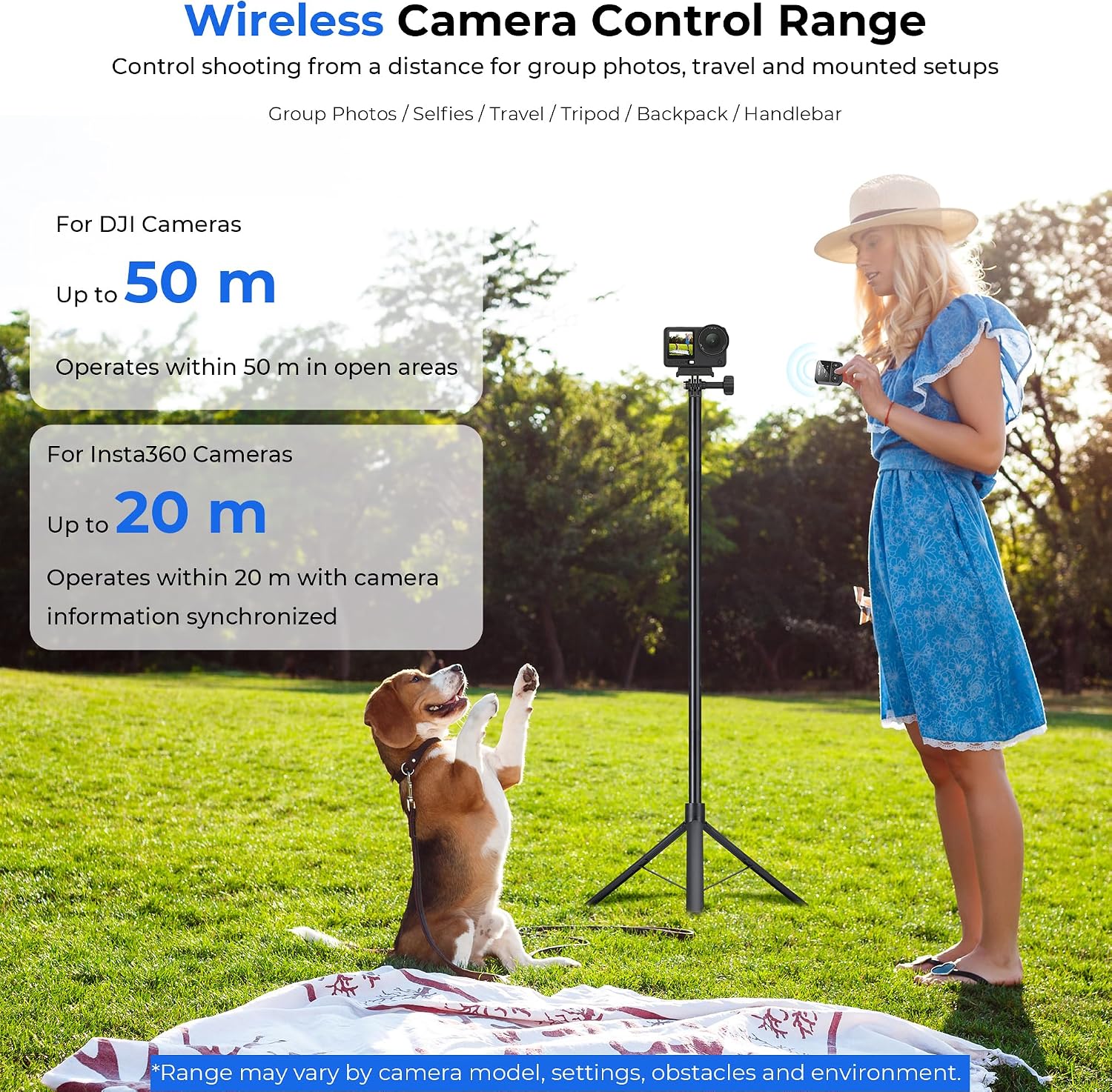 Wireless Action Camera Remote for DJI Osmo Action 6/5 Pro/4 and Insta360 X5