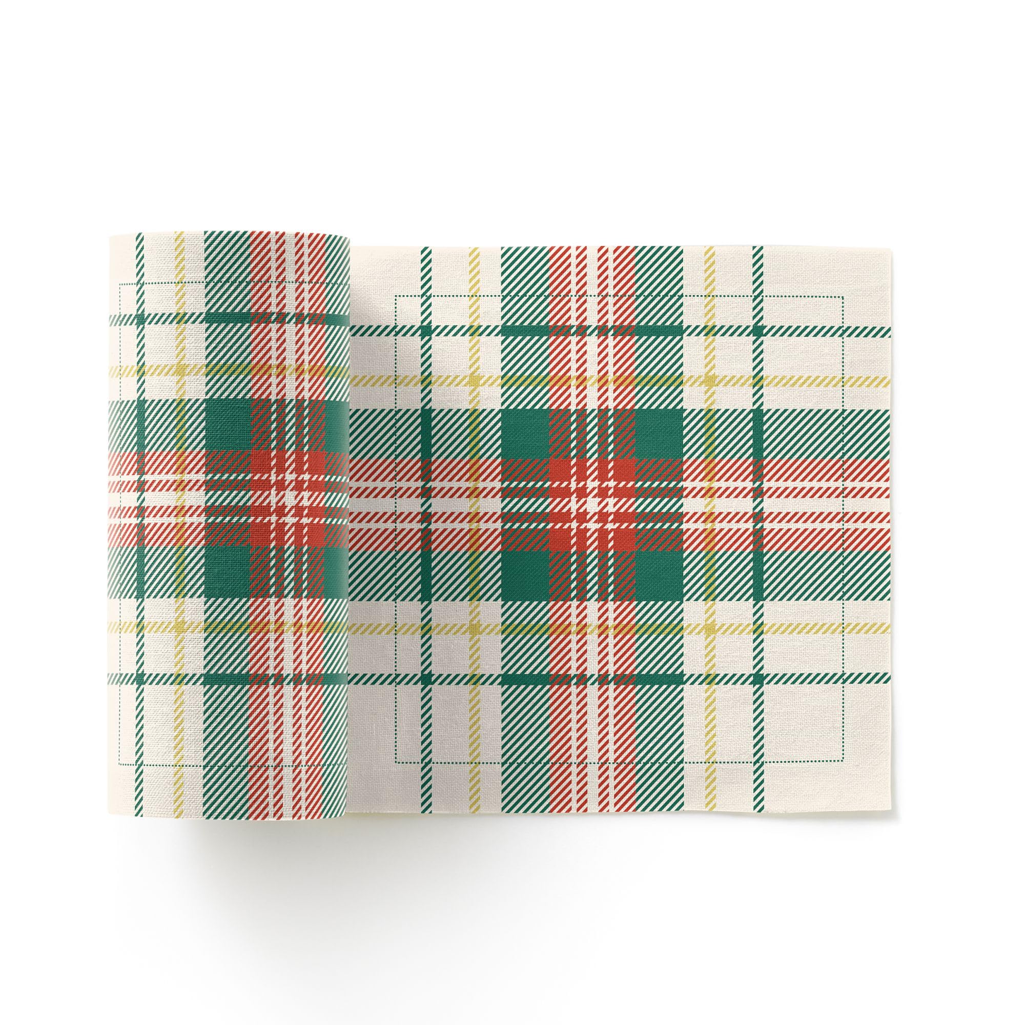 MY DRAP Cotton Cloth Cocktail Napkins - Tartan Xmas (4.3 x 4.3 in - 50 Per Roll) Christmas and Holiday Napkins