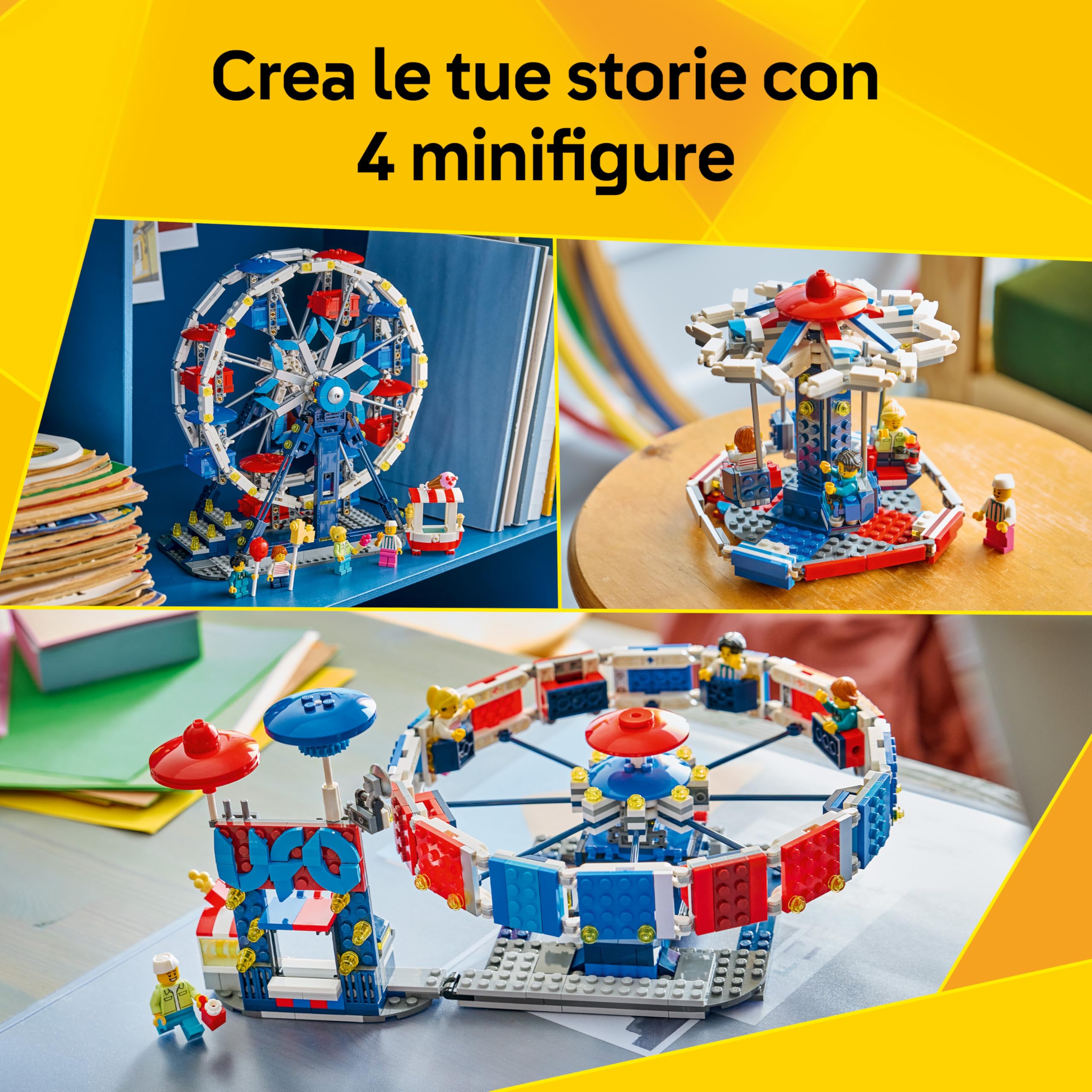 LEGO Creator 3 in 1 Iconica Ruota Panoramica - Parco Giochi Trasformabile in Attrazione a Forma di UFO o in Giostra - Decorazione Cameretta - Regalo per Bambini e Bambine da 8 Anni in su - 31389
