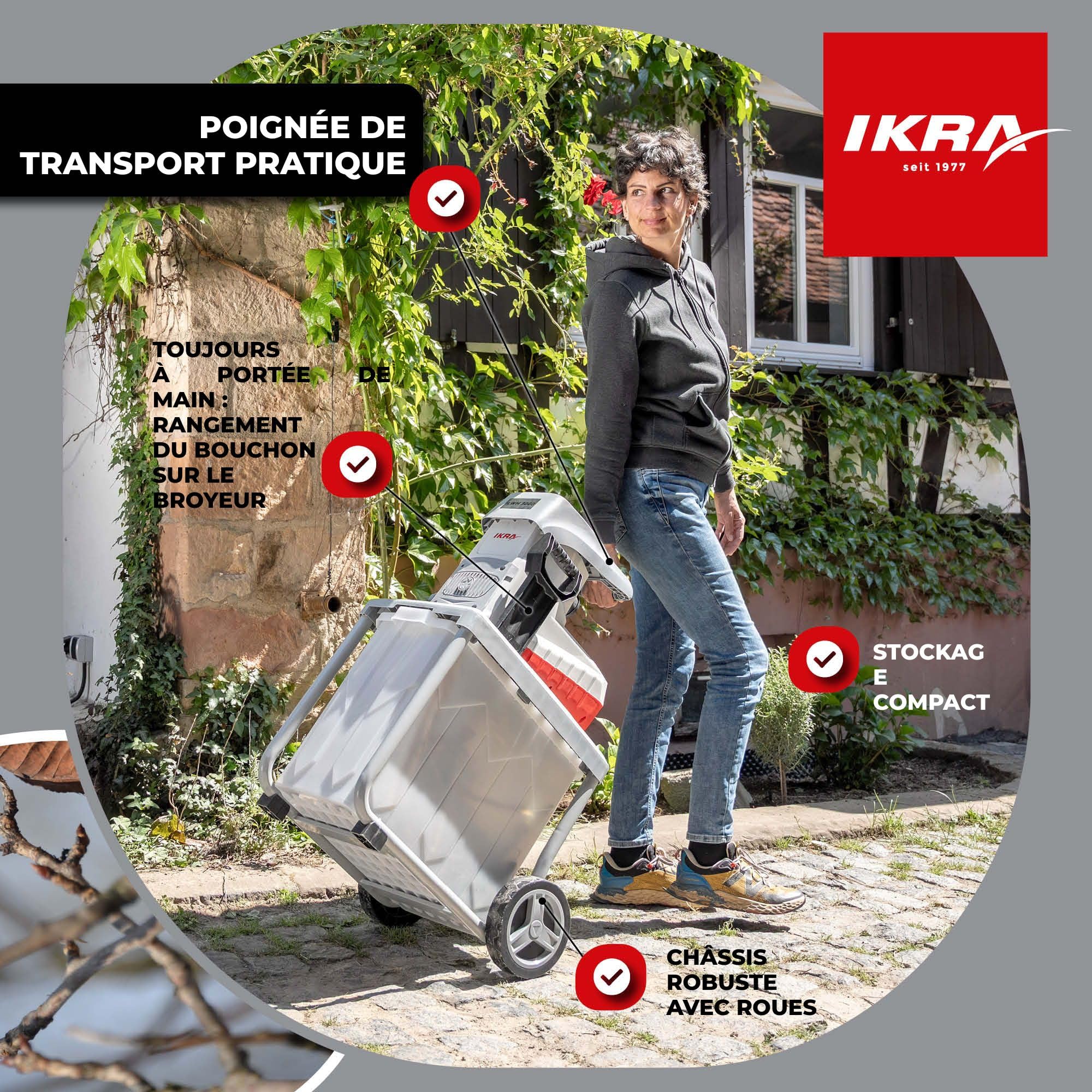 IKRA broyeur électrique ILWH 3000, diamètre des branches 45 mm Blauer Engel
