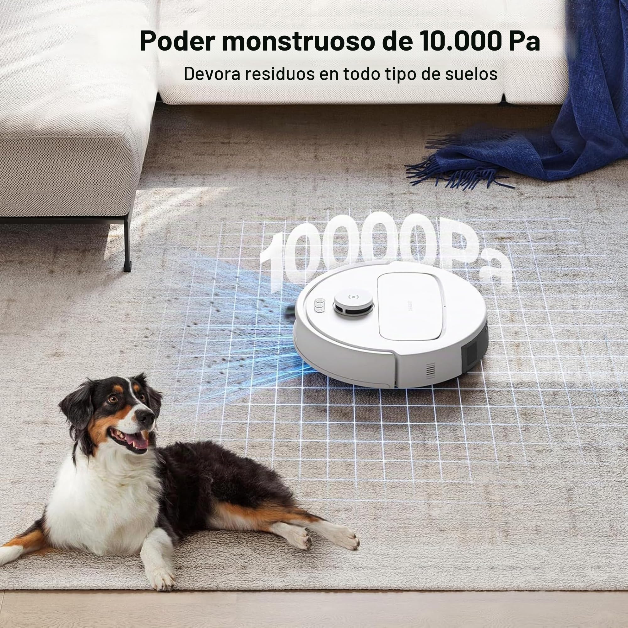 ECOVACS N30 Pro Omni aspriadora Robot con estación Vaciado, Lavada, Secado automáticos, 10 00 Pa, Cepillo antienredos ZeroTangle 2.0, Limpieza Agua Caliente 60 ℃, mopa adaptiva TruEdge, Blanco