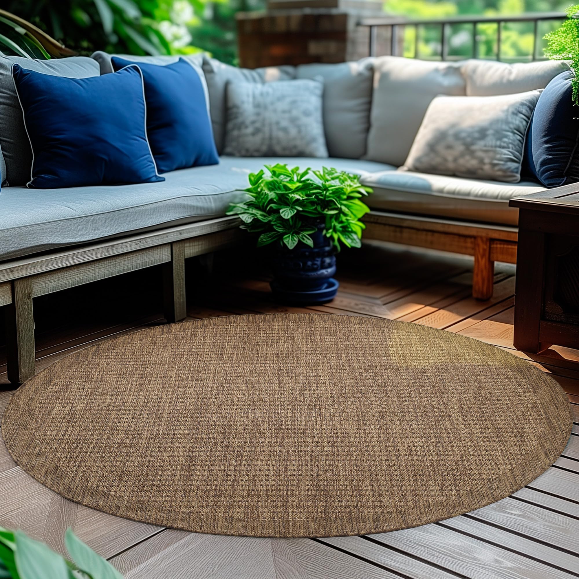Homebyhome Outdoor-Teppich Flachgewebe Wetterfest Einfarbig Küchenteppich Balkon Terrassen Garten Wohnzimmer Teppich