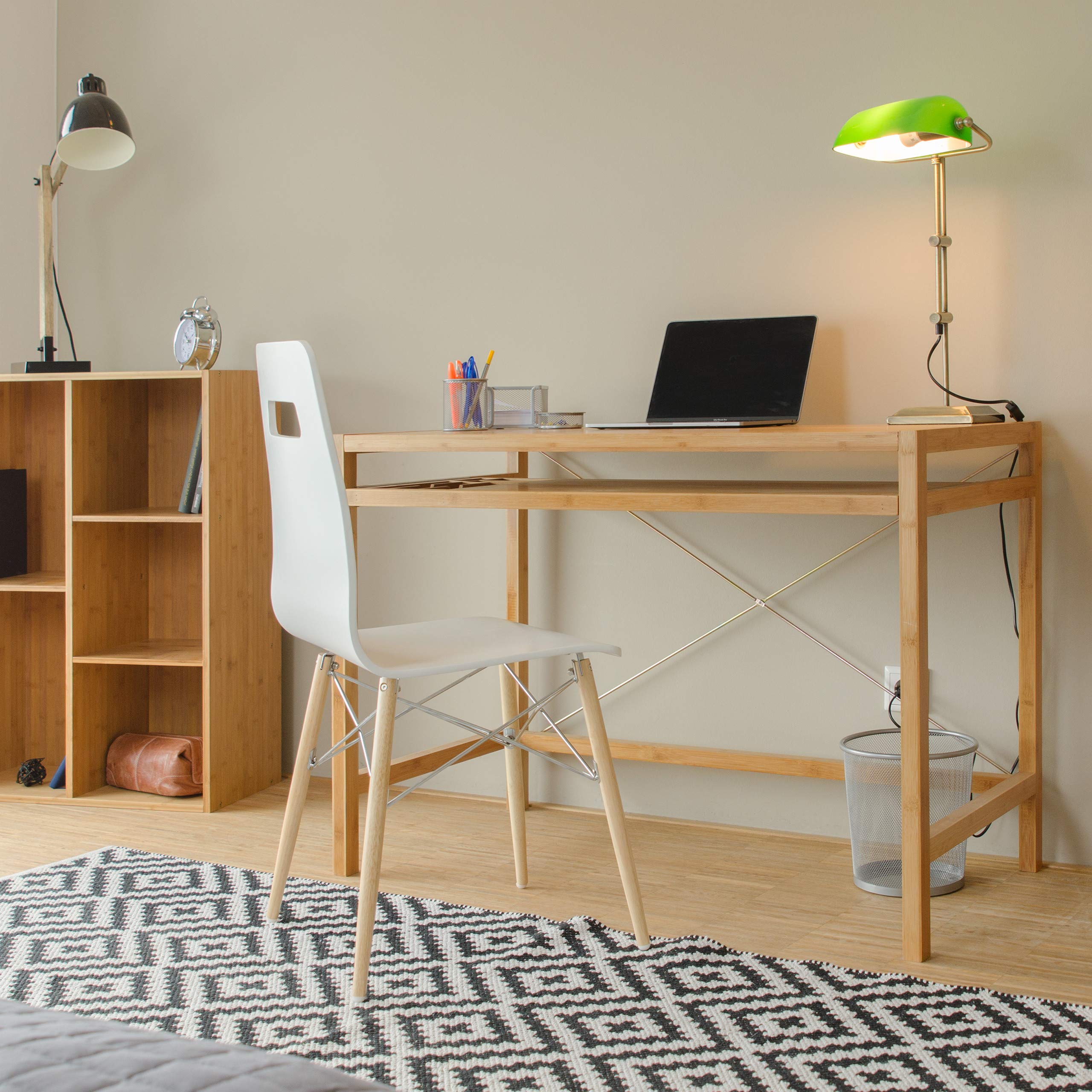 Relaxdays 10020277 Bureau informatique table ordinateur en bambou moderne emplacement clavier HxlxP: 76,5 x 106,5 x 55,5 cm, nature