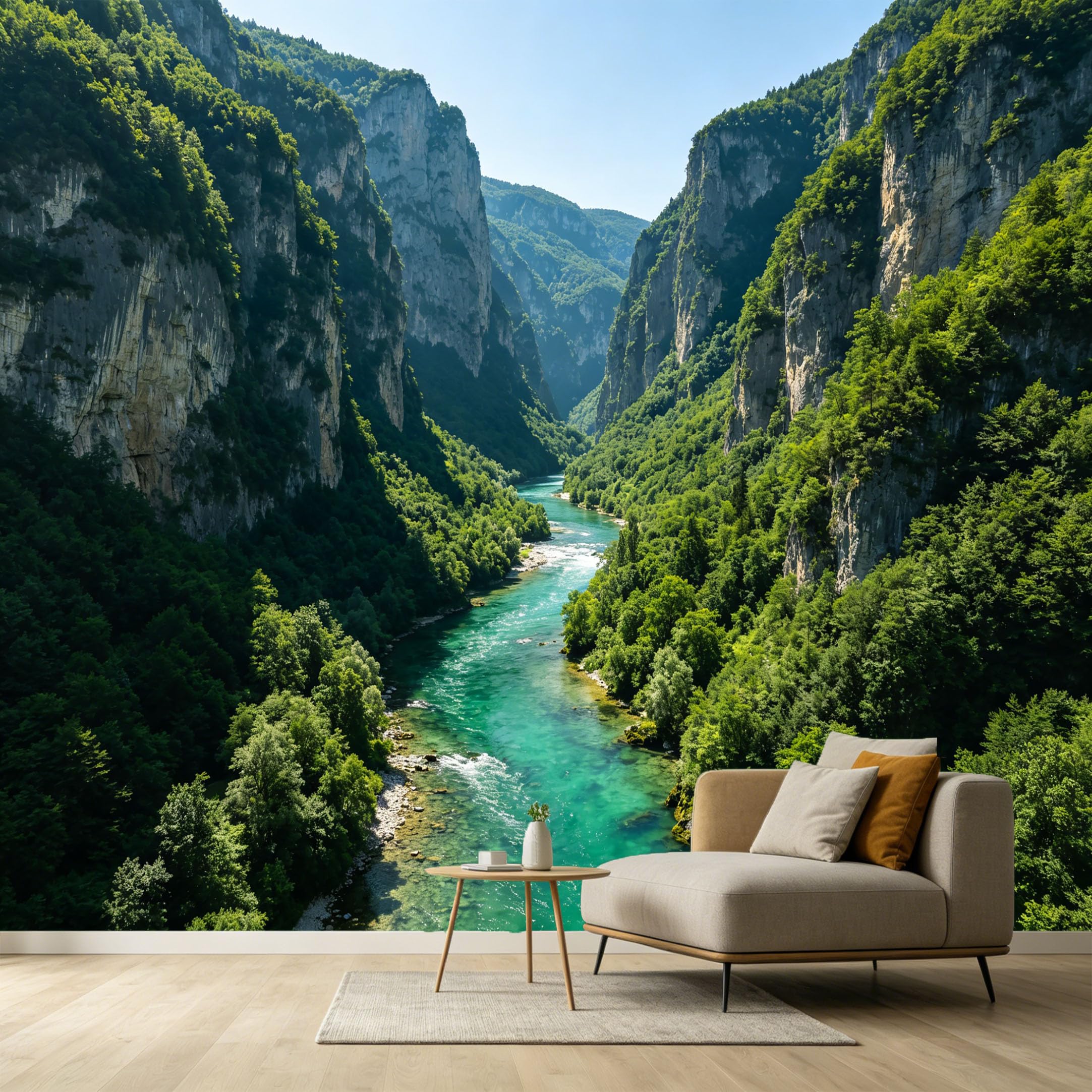 Custom Size Wall Murals Mountain Lake Landscape River Canyon Cliffs Nature Scenery SelfAdhesive Wall Fabric Removable Large Wallpaper for Photo Living Room