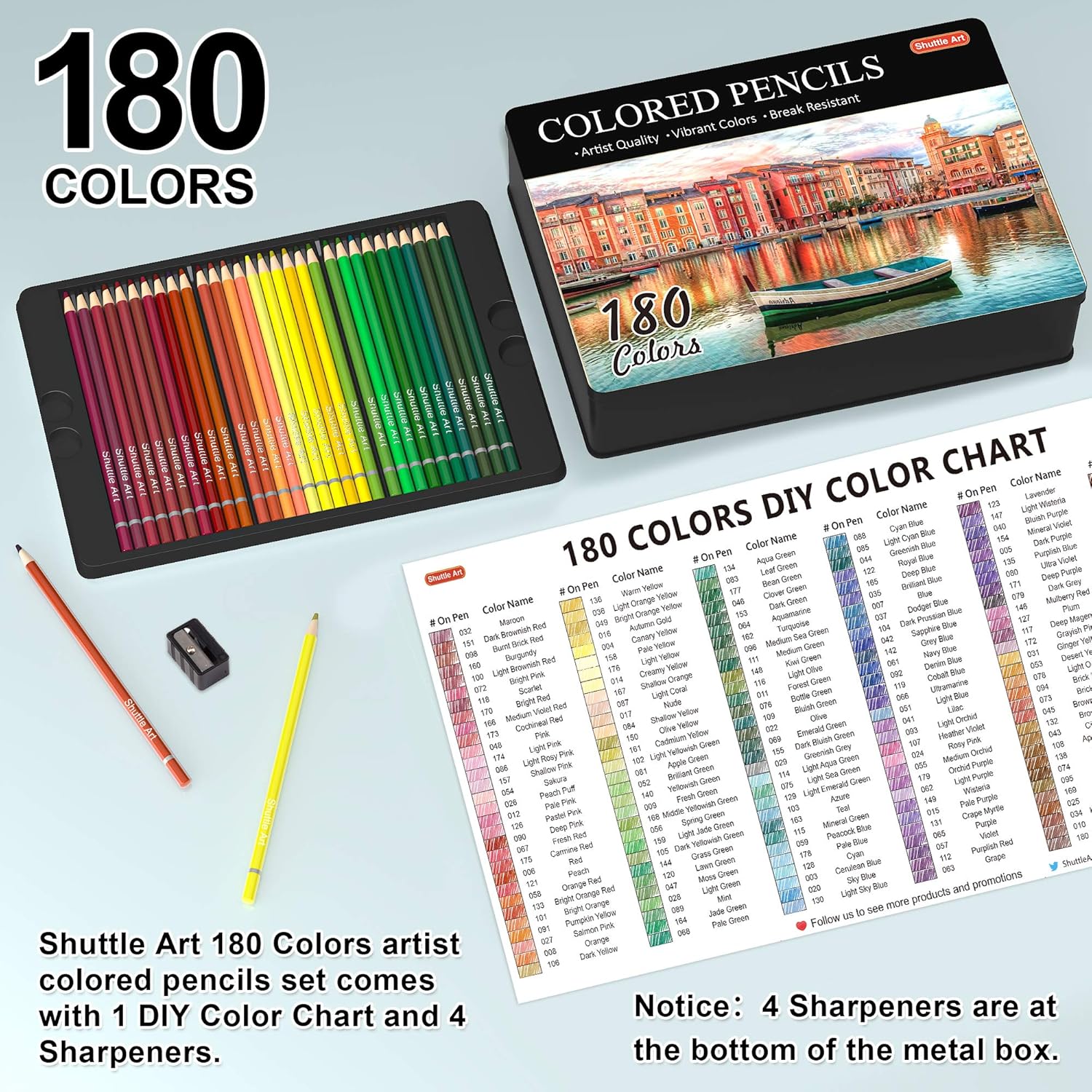 Buy 180 Colored Pencils, Shuttle Art Soft Core Coloring Pencils Set