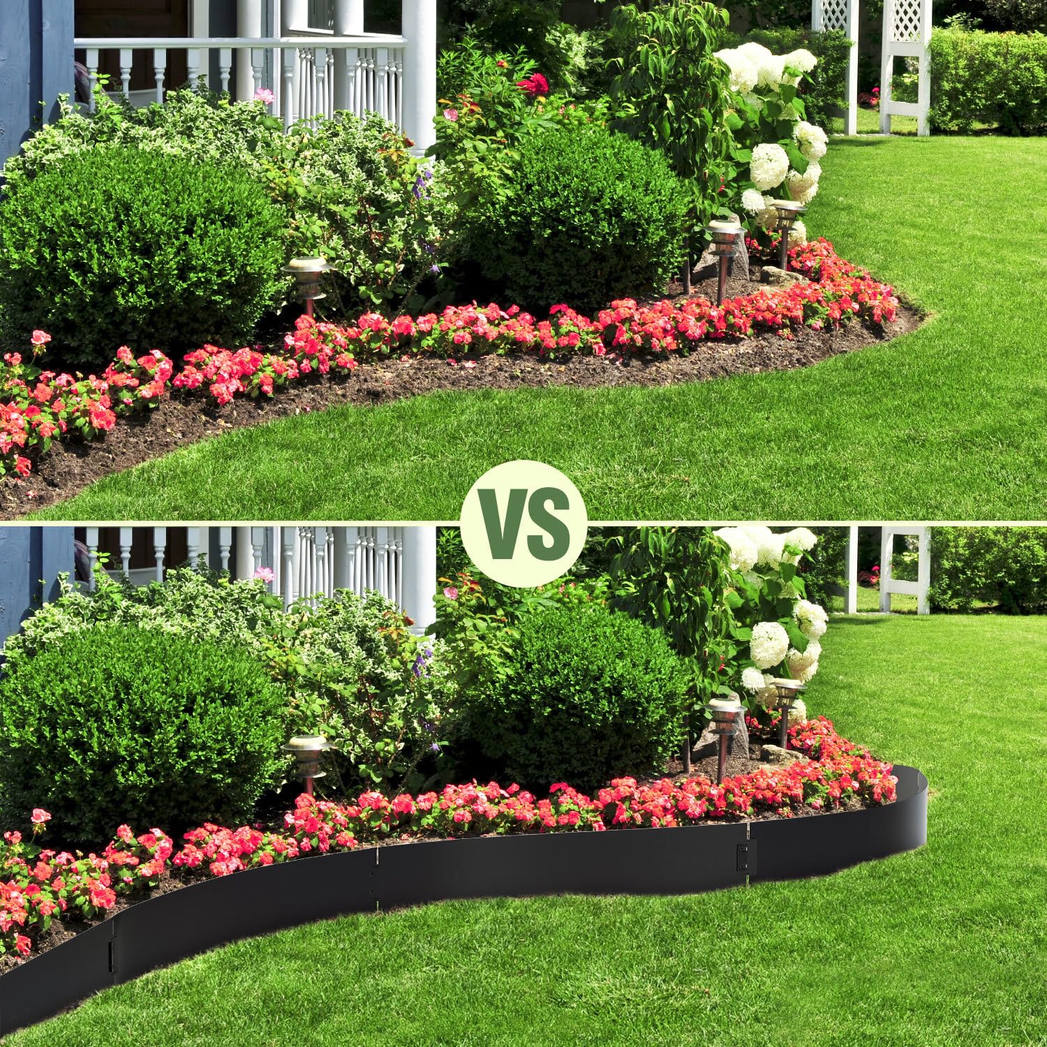 Rasenkante Metall Verzinkt, 15m Schwarz Matt Flexible Garten Beeteinfassung, Kratzfeste Oberfläche Stecksystem ohne Zubehör Einfache Montage, 15 Stück 100cm x 18cm (L x H)