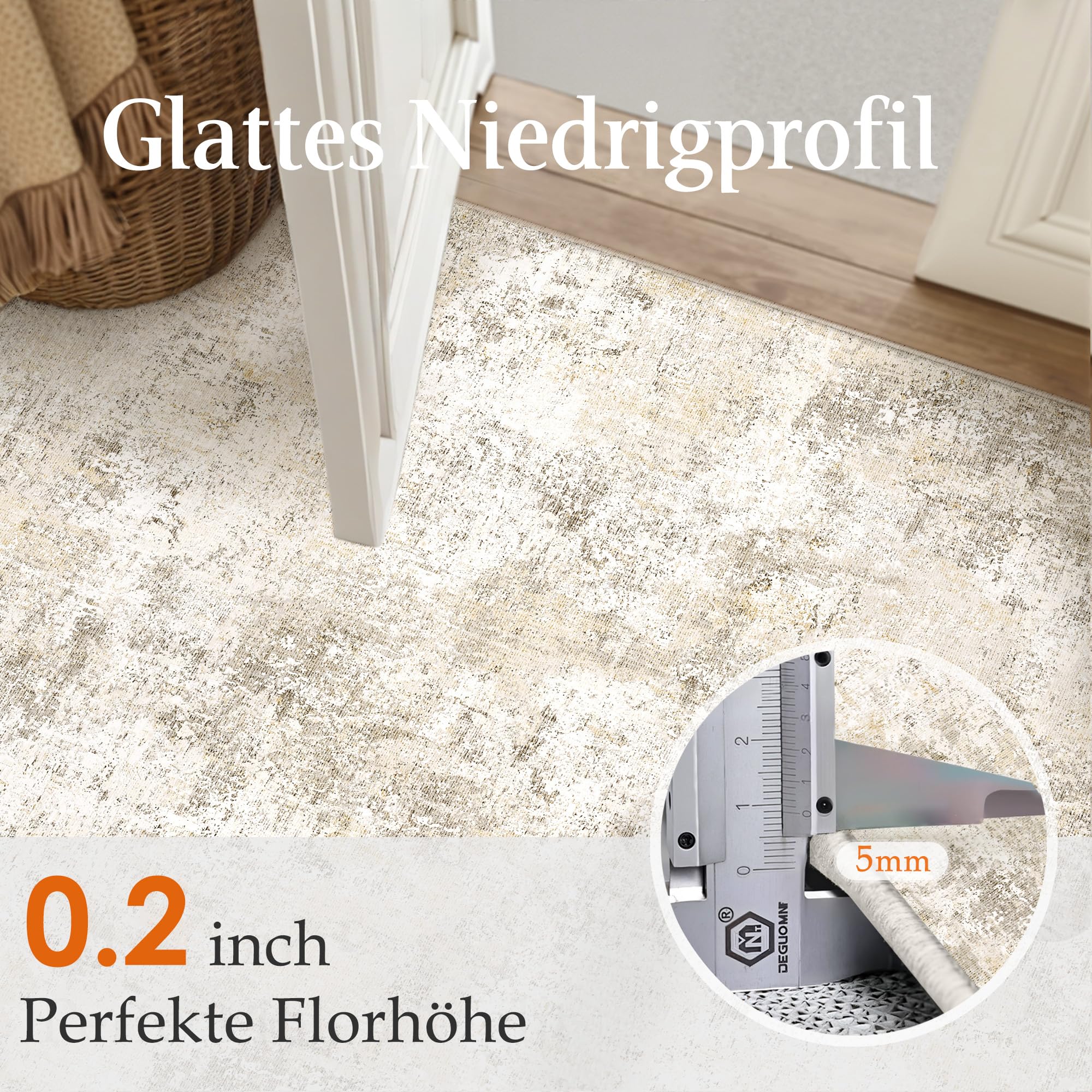 PureCozy Fußmatte Teppich 60x90cm Beige Fussmatte Waschbarer Modern Abstrakt TeppichläUfer Küchen Wohnzimmer Schlafzimmer Bettvorleger Teppiche rutschfest Kurzflor Weich