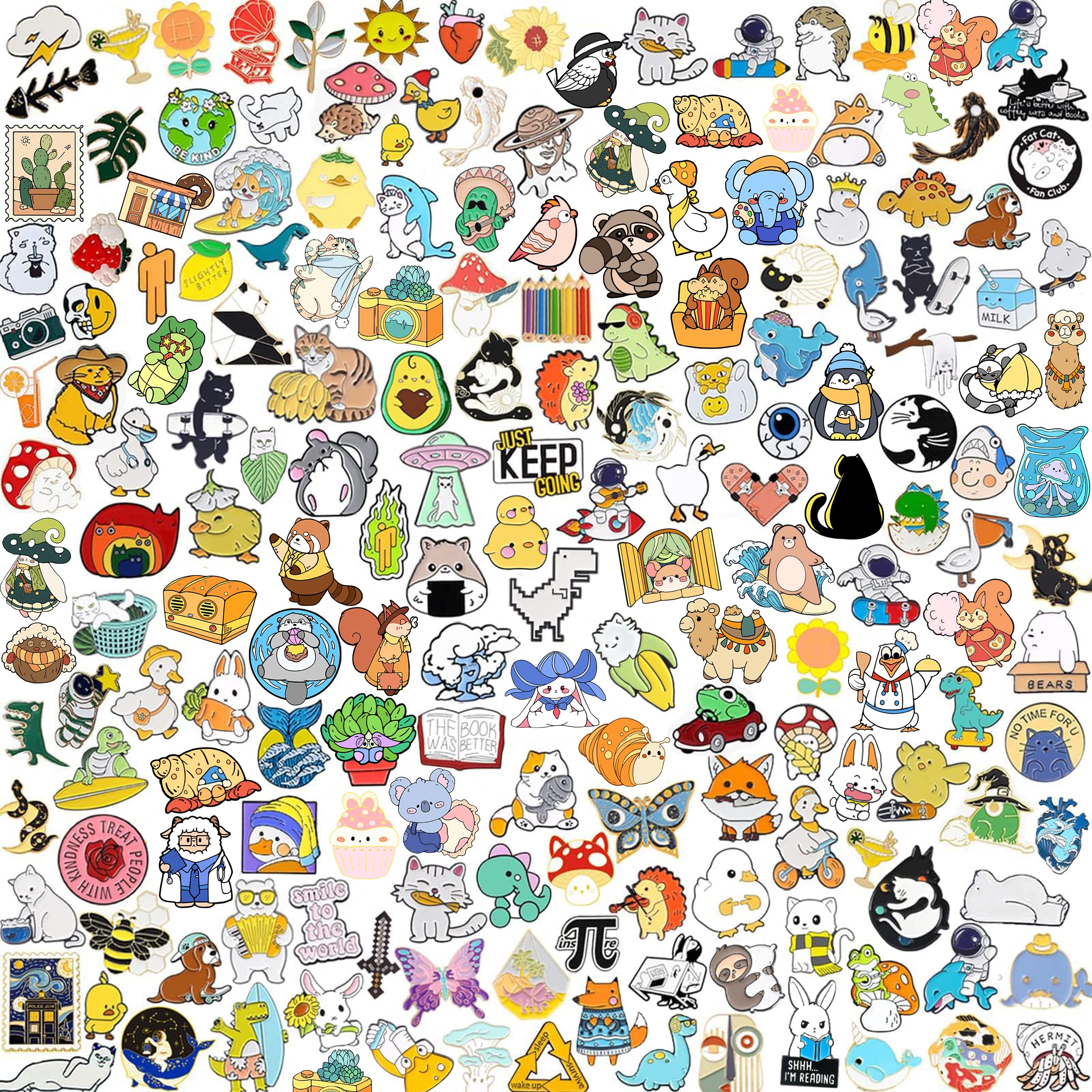 20/30/50/80 Mixed Enamel Brooch Bulk Set,Lapel Badges, Cartoon Plant Enamel Pin Sets, Funny Button Pins Jewelry for Backpack Cloths Hats Jacket Decoration