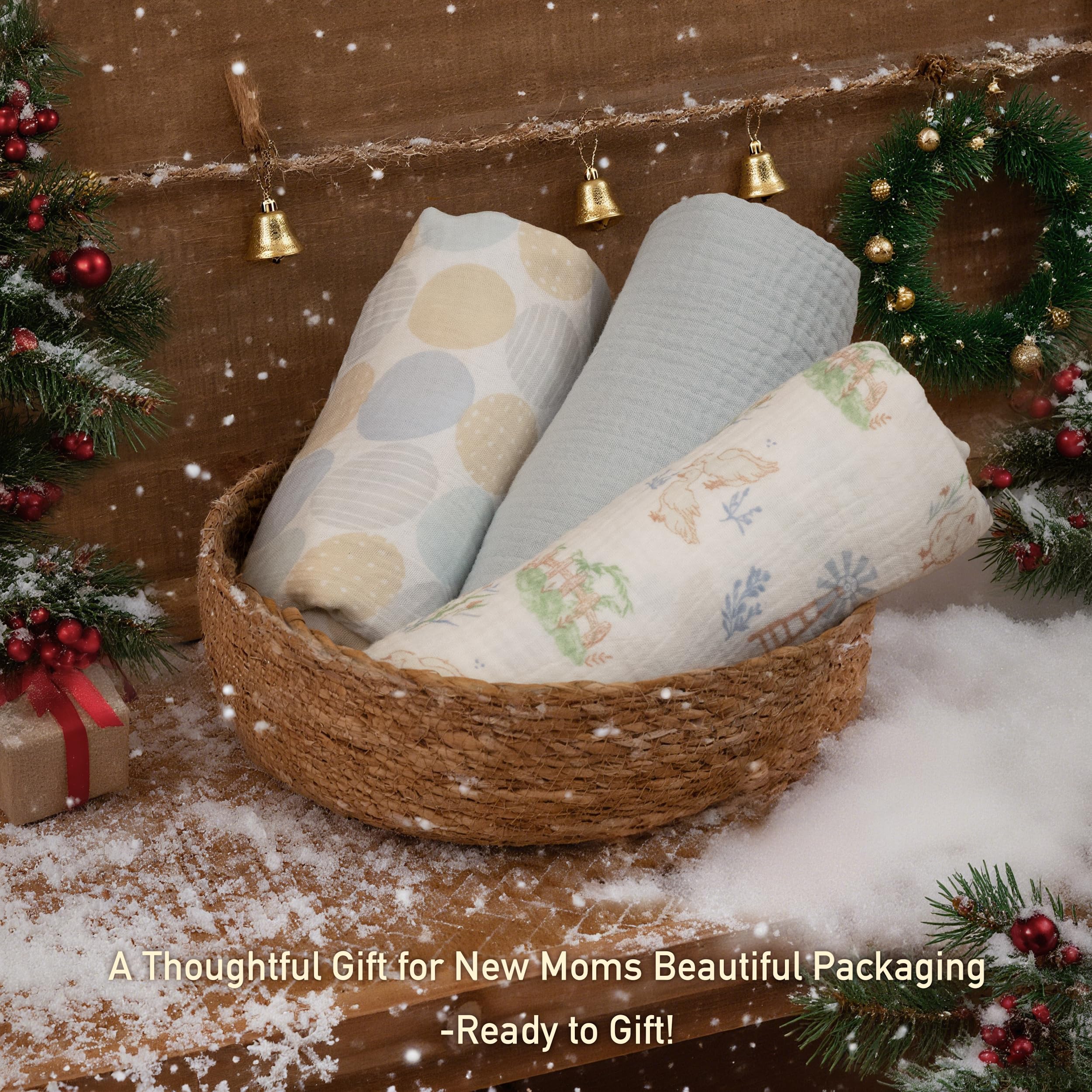 Soarwg Kids Coperta Swaddle per Neonati in Mussola Panni in Mussola per Neonati, Confezione da 3 Coperte in Mussola, Grande 95 x 100cm per Baby Shower Anatra