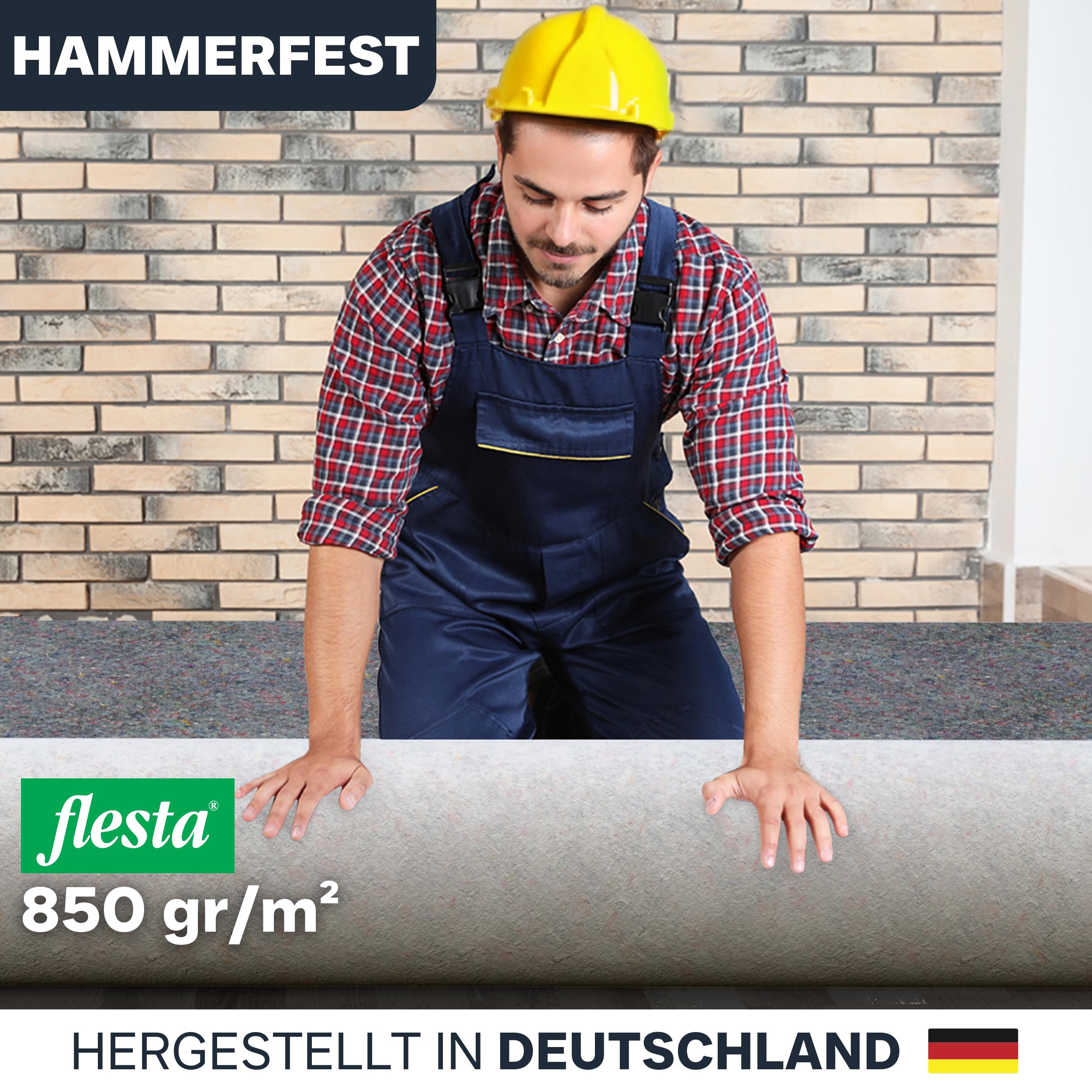 Hammerfest Abdeckvlies 1x25m – 850 g/m² Malervlies & Schutzvlies I Rutschfeste Abdeckplane für Parkett, Treppe, Fenster & empfindliche Böden I Befahrbar mit Gabelstapler & Hubwagen
