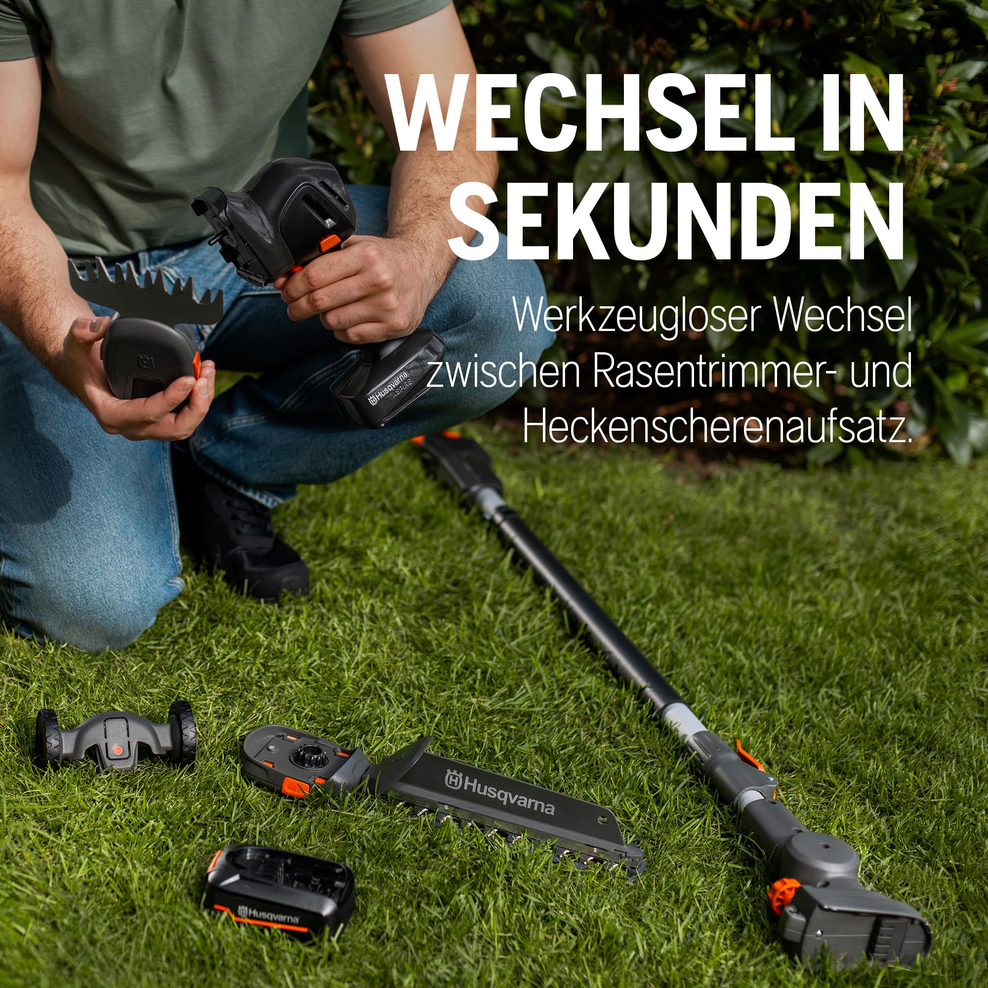 Husqvarna Aspire Akku Gras- und Strauchschere S20-P4A mit Verlängerung, Strauch- und Grasscherenmesser, 18V (inkl. Verlängerung - ohne Akku & Ladegerät)