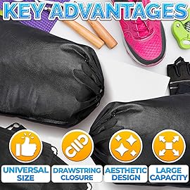 10 Pack Travel Shoe Backpack Set - Non-Mesh Solid 11.8x15.75 Waterproof Drawstring Shoe Bags for Travel, Clothes, or Wet Gear - Lightweight Storage Organizer and Packing Essential for Women & Men