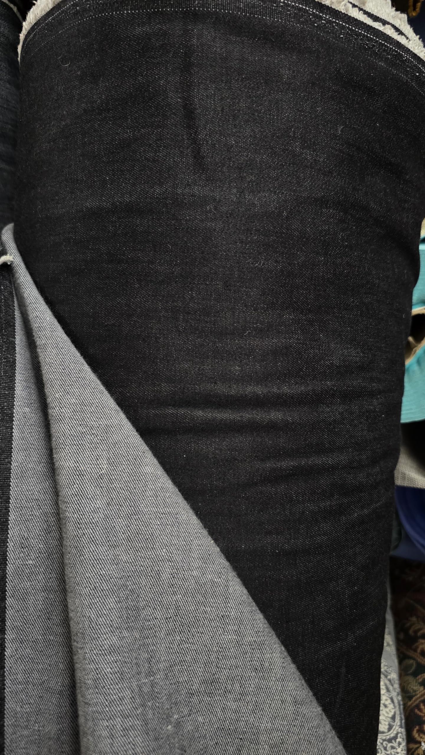 Generic AD Fabric, Stretch Cotton Denim Fabric, Denim Black, Denim Fabric 2 Way Stretch Cotton Spandex 10 oz