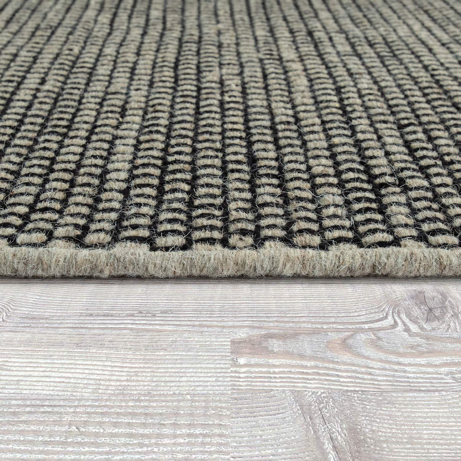 TT Home Tapis Tissé Main Tissé À Plat Style Scandinave Chiné Motif Tissé Gris, Dimension:120x170 cm