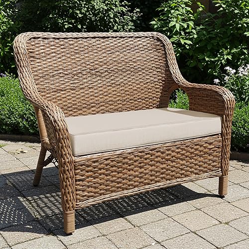 Miniatura 4 de Classic Accessories, Montlake FadeSafe - Cojín de respaldo contorneado para banco o sofá de dos puestos de exteriores y patio, tela resistente al