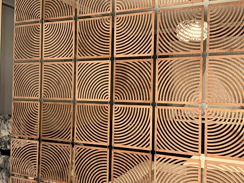 Teak Hanging Room Divider Panels – Geometric Wooden Privacy Screen,