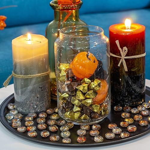 Miniatura 7 de HappyFiller Gold Nuggets - Cubos de piedras de hielo falsas, gemas acrílicas, rellenos de jarrón dorado, dispersos de mesa de boda, manualidades,