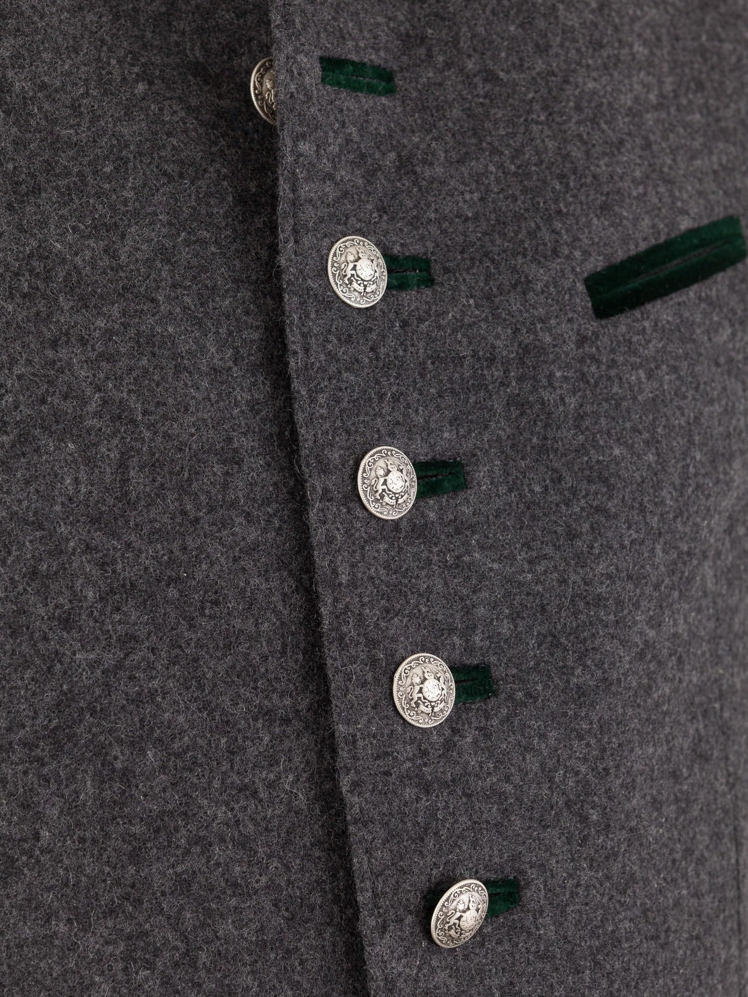 Trachtenweste Steigl 1-W-3217-1225 grau-grün ohne Ärmel, moderne Lodenweste für Herren mit Innentaschen, elegantes Gilet für Männer