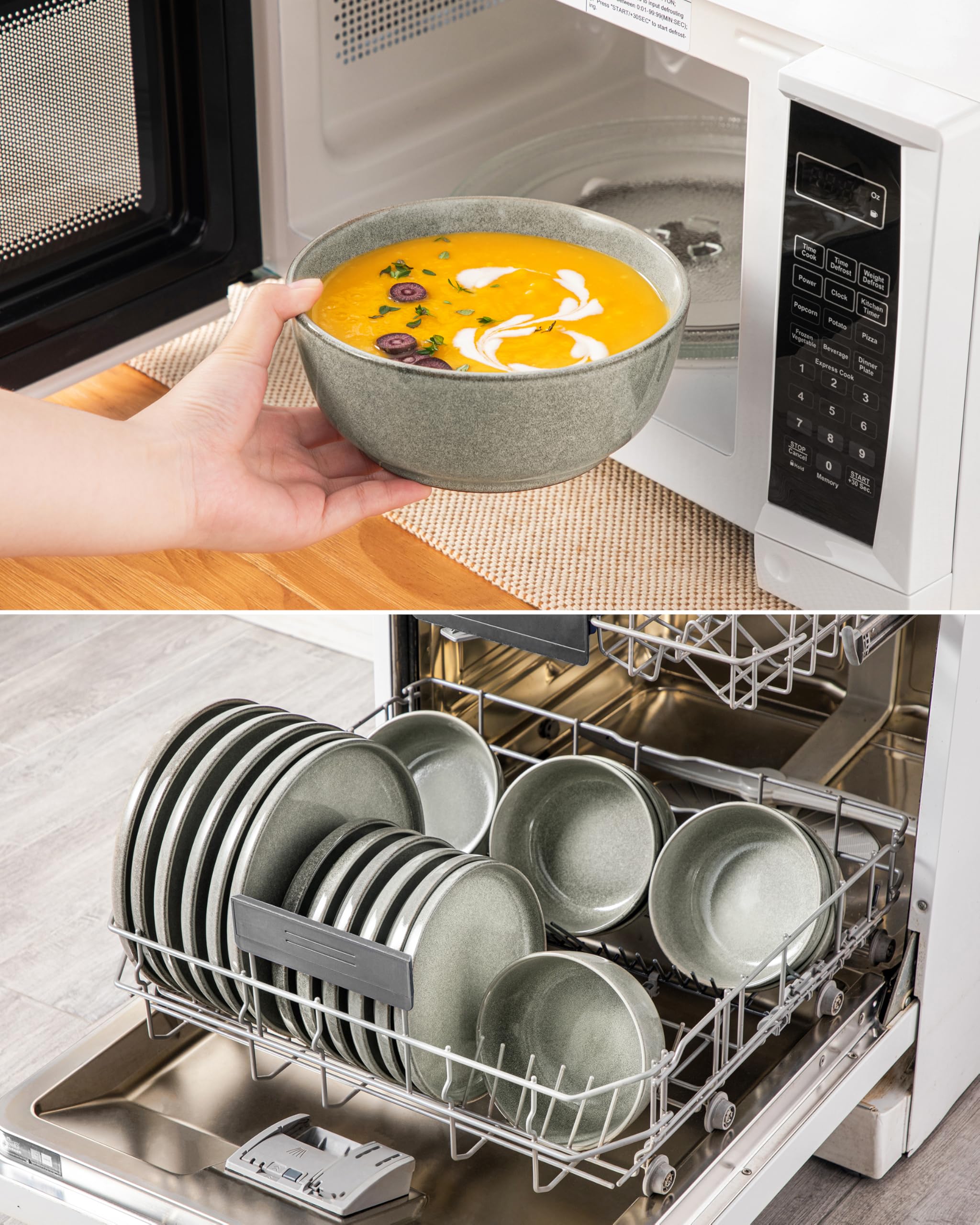 vancasso ANYA Servizio Piatti 18 Pezzi per 6 Persone, Set Piatti Moderni in Gres - 6 Piatti Piani, 6 Piatti Dessert e 6 Ciotole Cereali - Smalto Reattivo Marrone, Adatto per Microonde