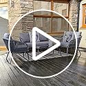 Image of DEVOKO 4 Seater Sofa Outdoor Conversation Patio Garden Rope Furniture Set with Cushion and Center Table for Garden, Balcony, Poolside (Grey)