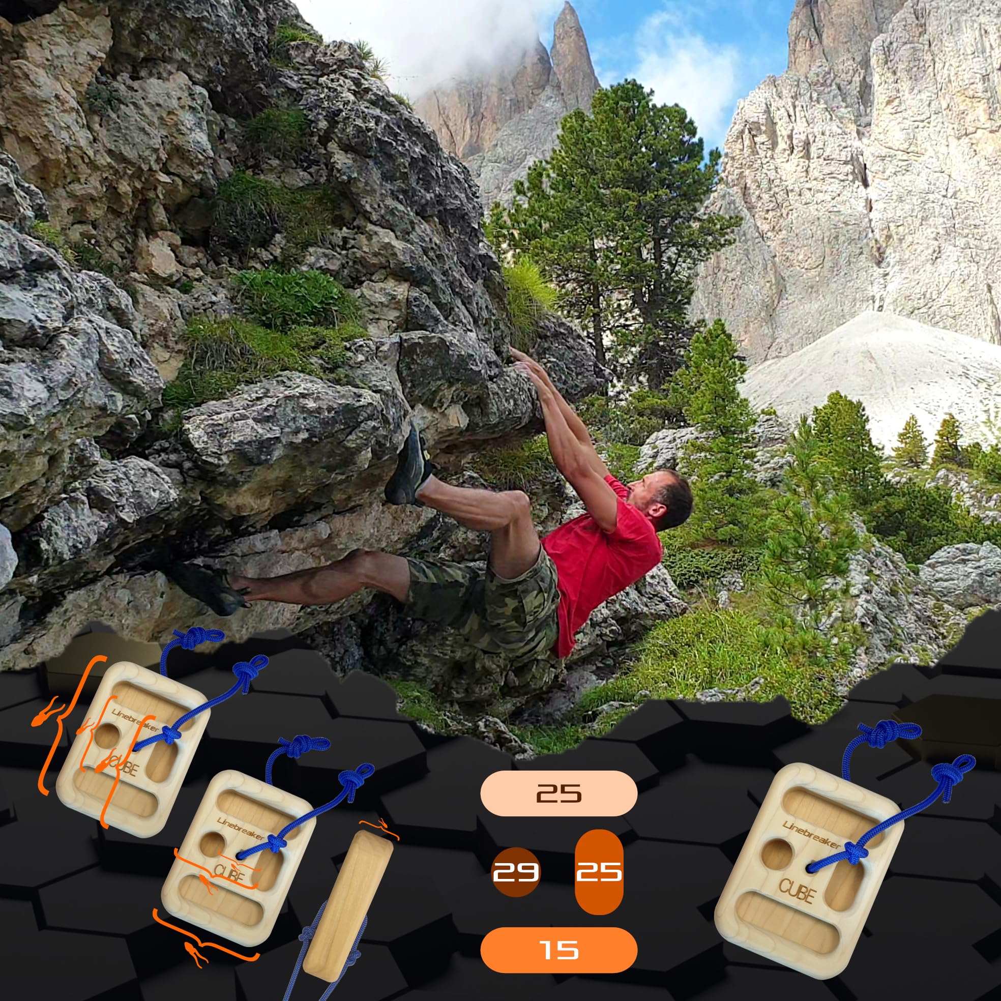 target10a Linebreaker Cube - Griffkrafttraining fürs Klettertraining | Mobiles Hangboard | Ideal zum Aufwärmen & für unterwegs | Trainingstool mit App