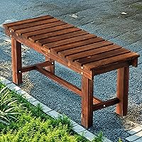 Nidouillet 35.5" Carbonized Brown Outdoor Garden Bench - Weatherproof 2-Person Backless Patio Seat for Porch, Lawn, Backyard