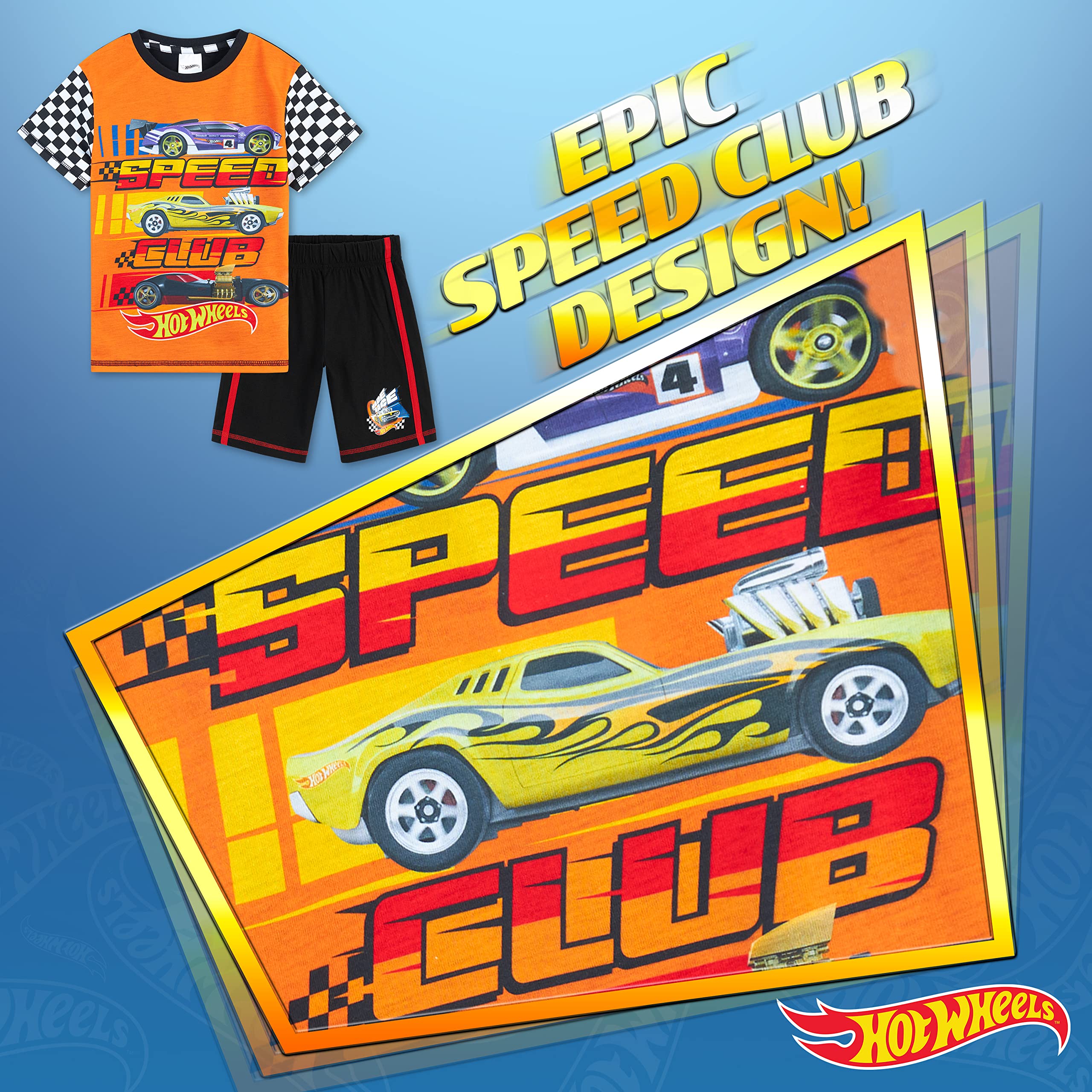 Hot Wheels Pijama Niño Pijamas de Manga Corta Ropa para Niño con Camiseta y Pantalón Corto Ropa de Estar en Casa Regalo Niños
