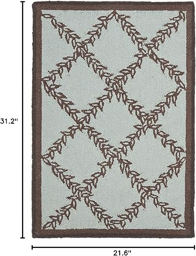 Miniatura 2 de SAFAVIEH Chelsea Collection - Alfombra decorativa de 1 pies 8 pulgadas x 2 pies 6 pulgadas, azul y marrón, lana de campo francesa enganchada a mano,