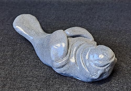 Miniatura 3 de Handmade Manatee Sculpture, Gray Stone-Look Decorative Figurine, Marine Animal Life Art Gift