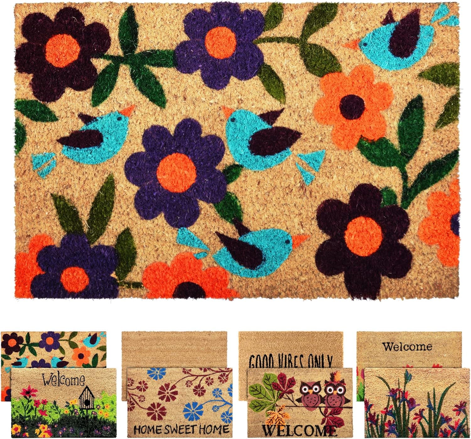 ZENQA Coir Door Mats Outdoor Indoor Front Door Heavy Duty Doormat