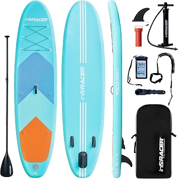 Inflatable Paddle Board 106"/11 ISUP for Adults with Free Premium SUP Accessories & Backpack, Non-Slip Deck. Bonus Waterproof Bag, Leash, Paddle and Hand Pump