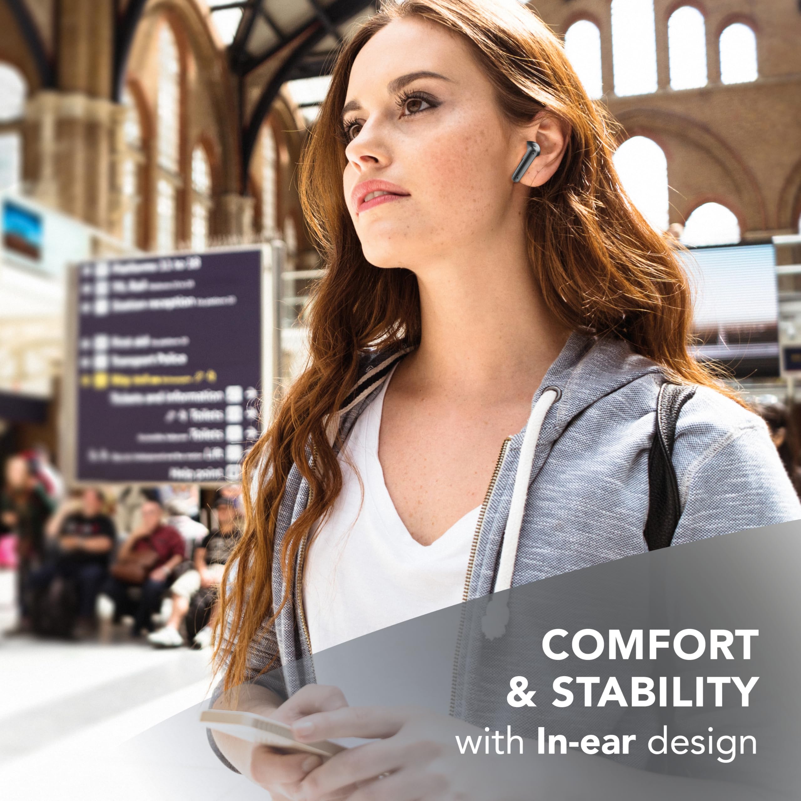 Music Sound auricolari senza fili ergonomici Numia con la cancellazione attiva del rumore, la modalità trasparenza, il Bluetooth e 30 ore di autonomia, nero