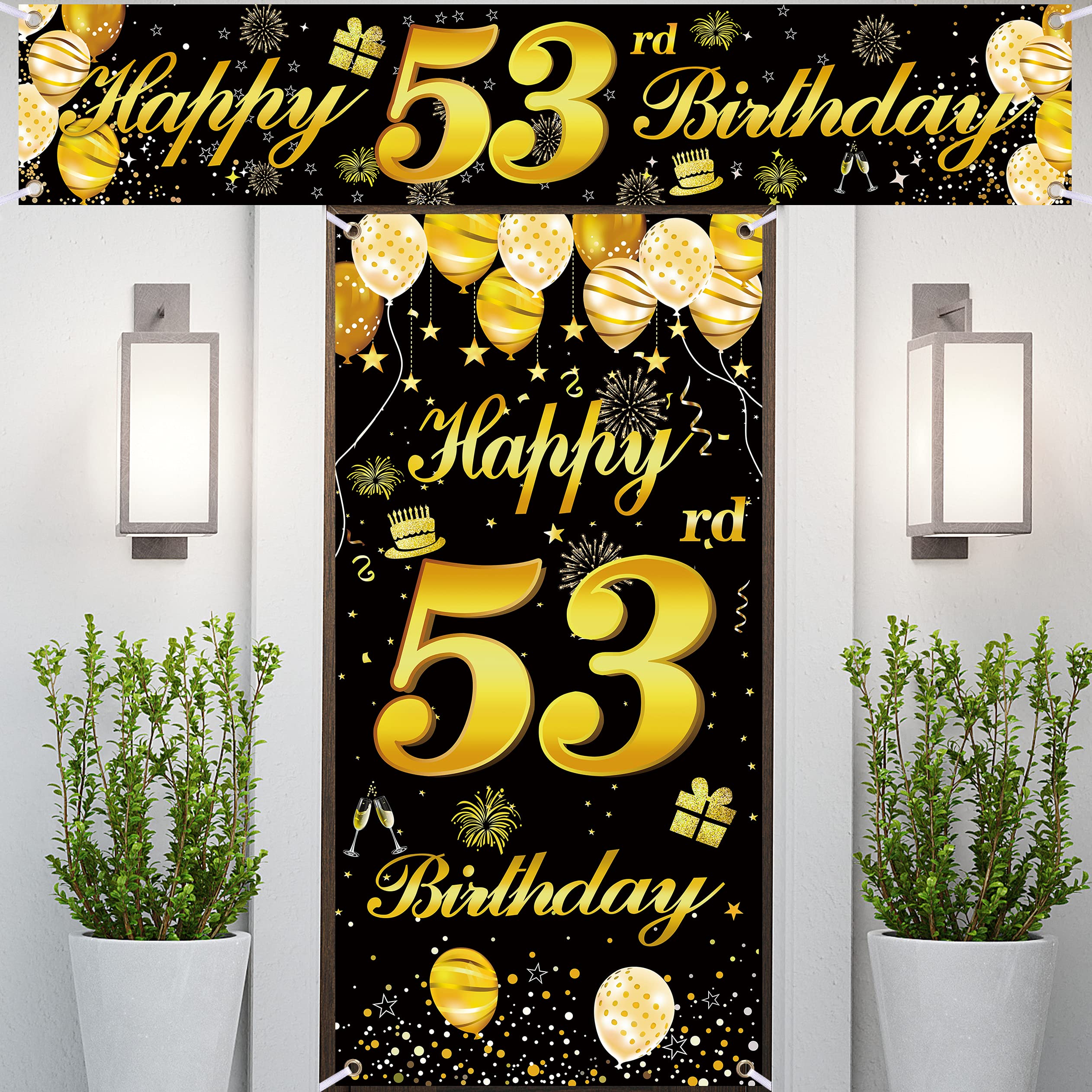 53rd Happy Birthday Door Banner IMISI Birthday Decorations Birthday Backdrop Decorations for a Party