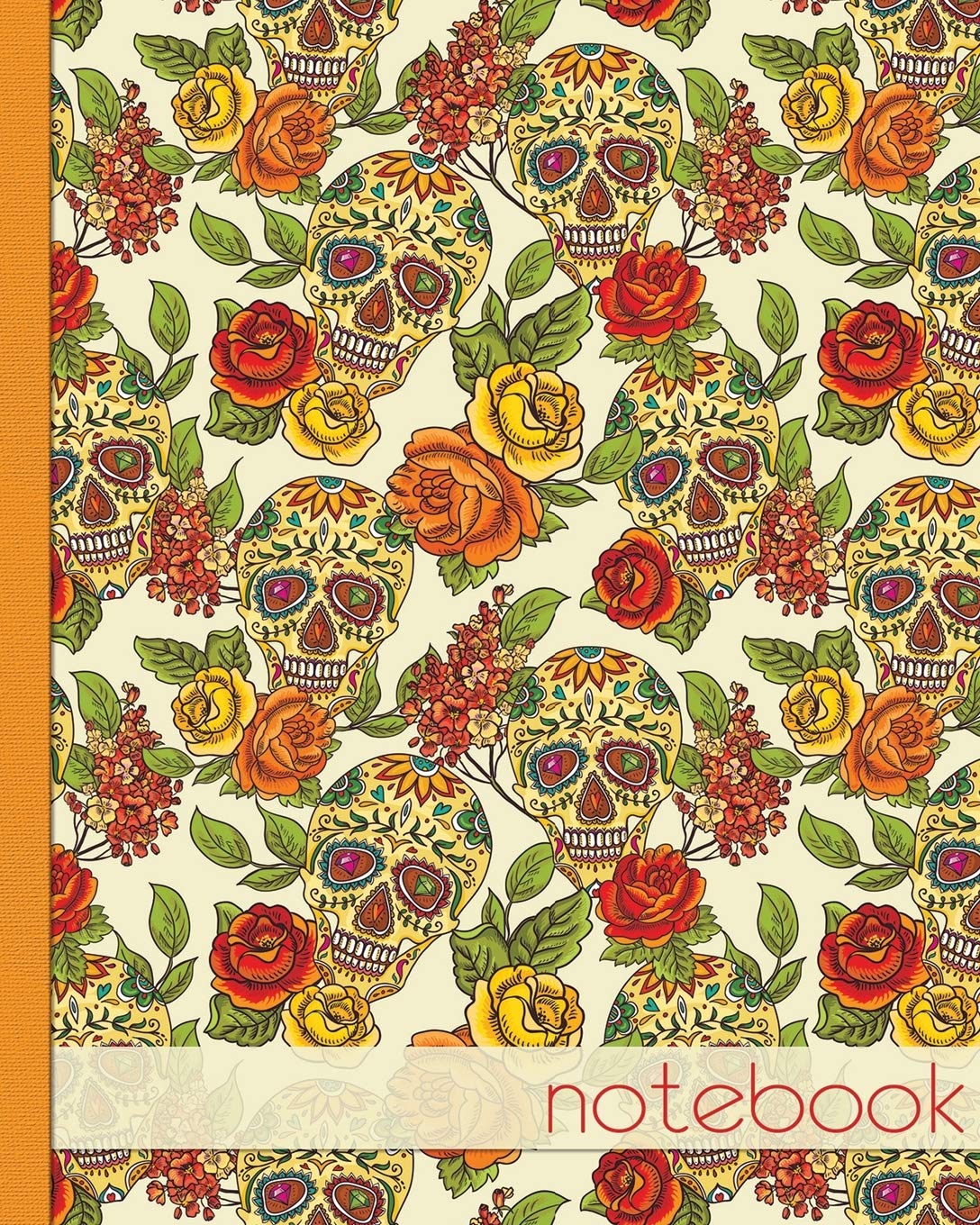 Orange Sugar Skull Notebook: Notebook, Notes, Jotter, Journal, 100 Lined Pages