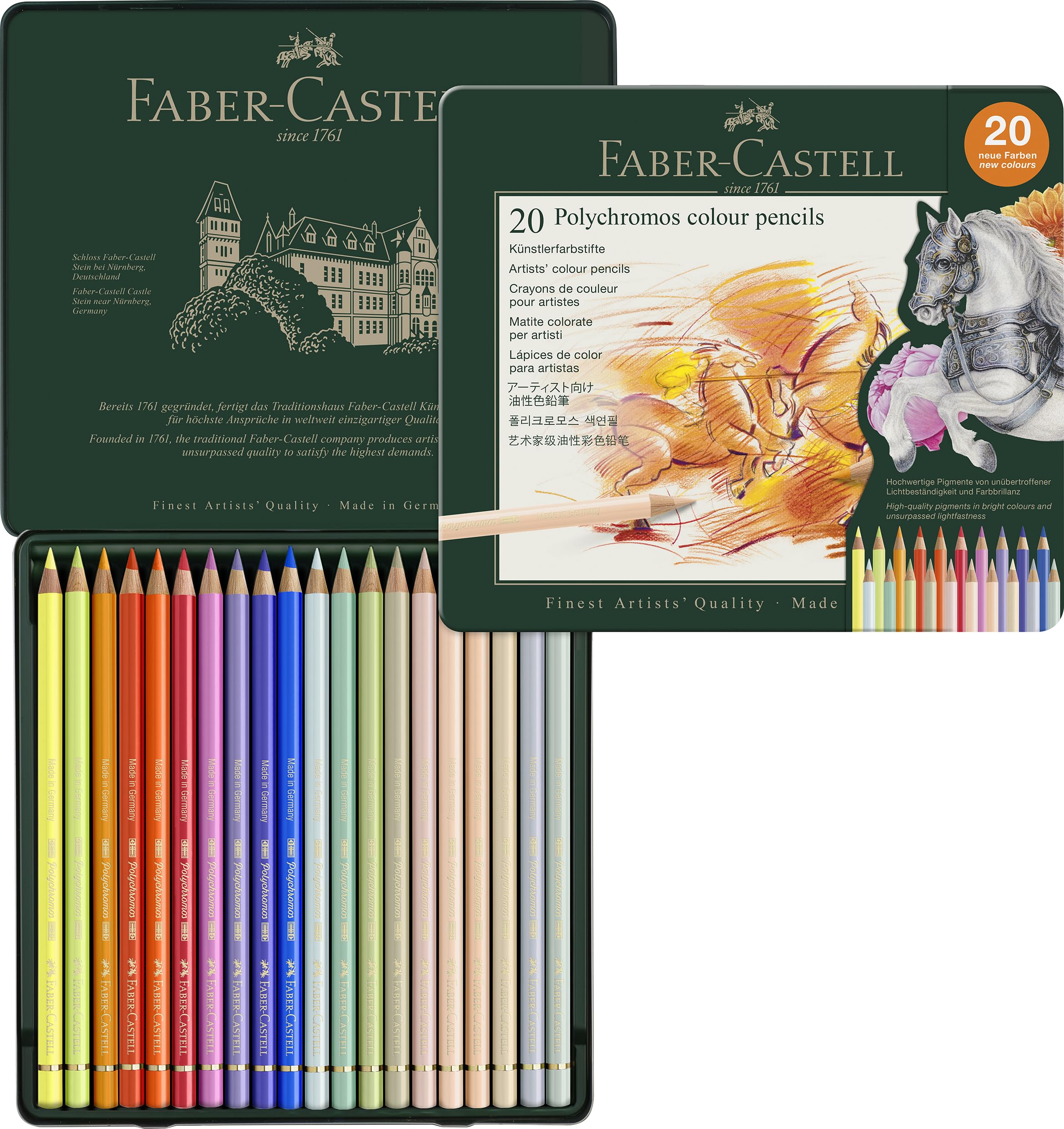 Faber-Castell - Crayons de couleur Polychromos, 20 couleurs
