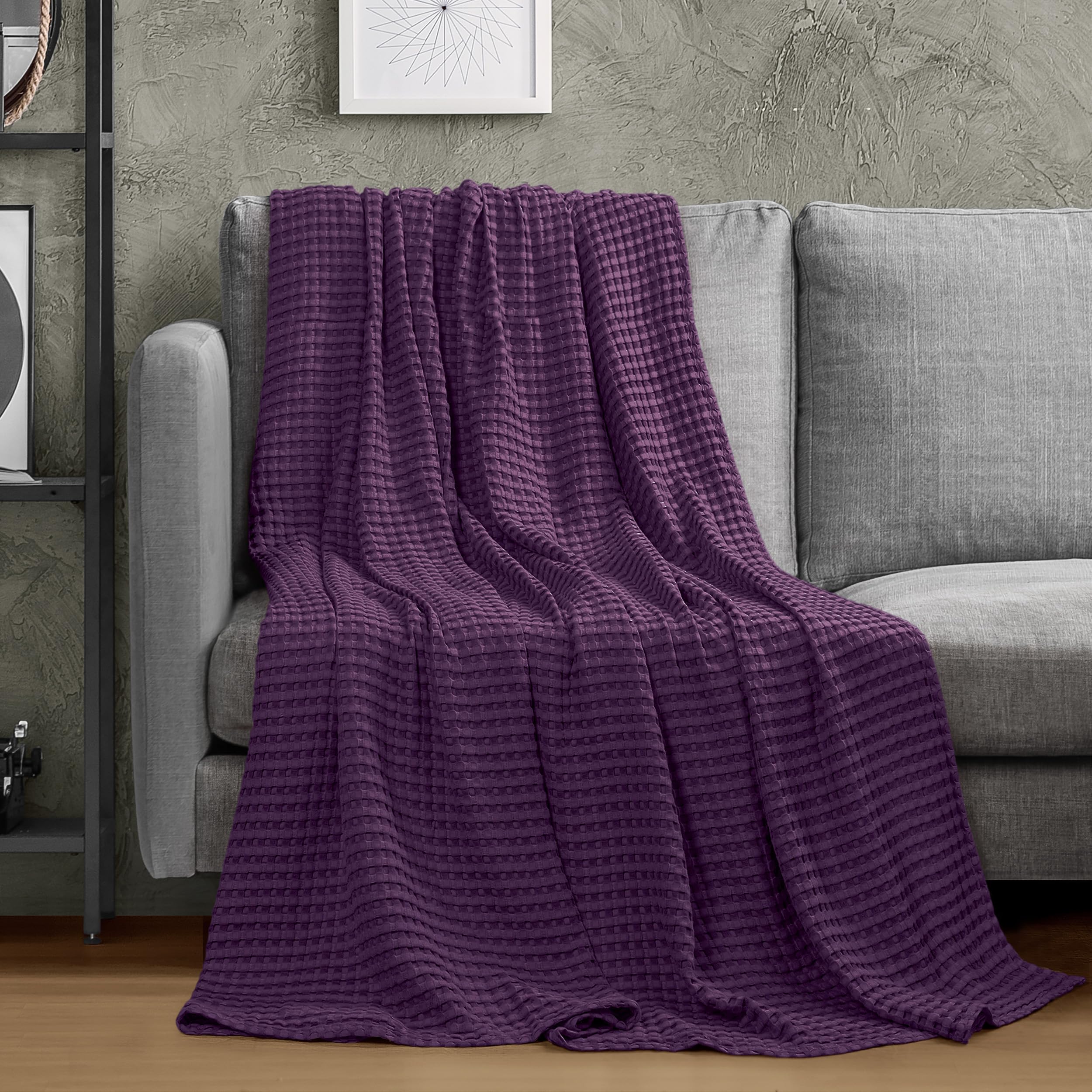 Utopia Bedding Baumwoll WaffeldeckeSM (Pflaume - 228 x 228 cm) – Bild 8