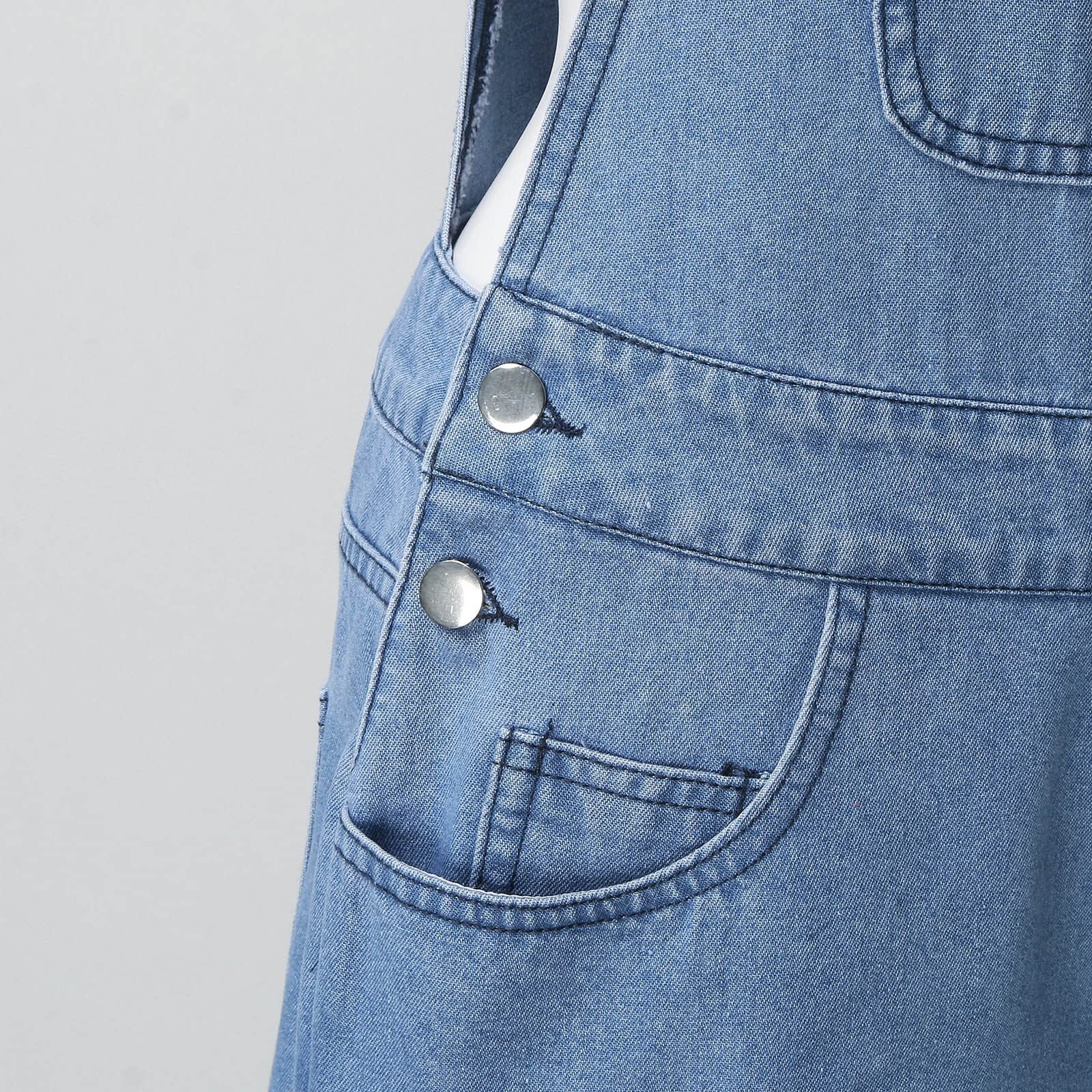 Combinaison courte en jean pour femme - Style vintage - Sans manches - Avec poche, bleu, XXL (xx_l)