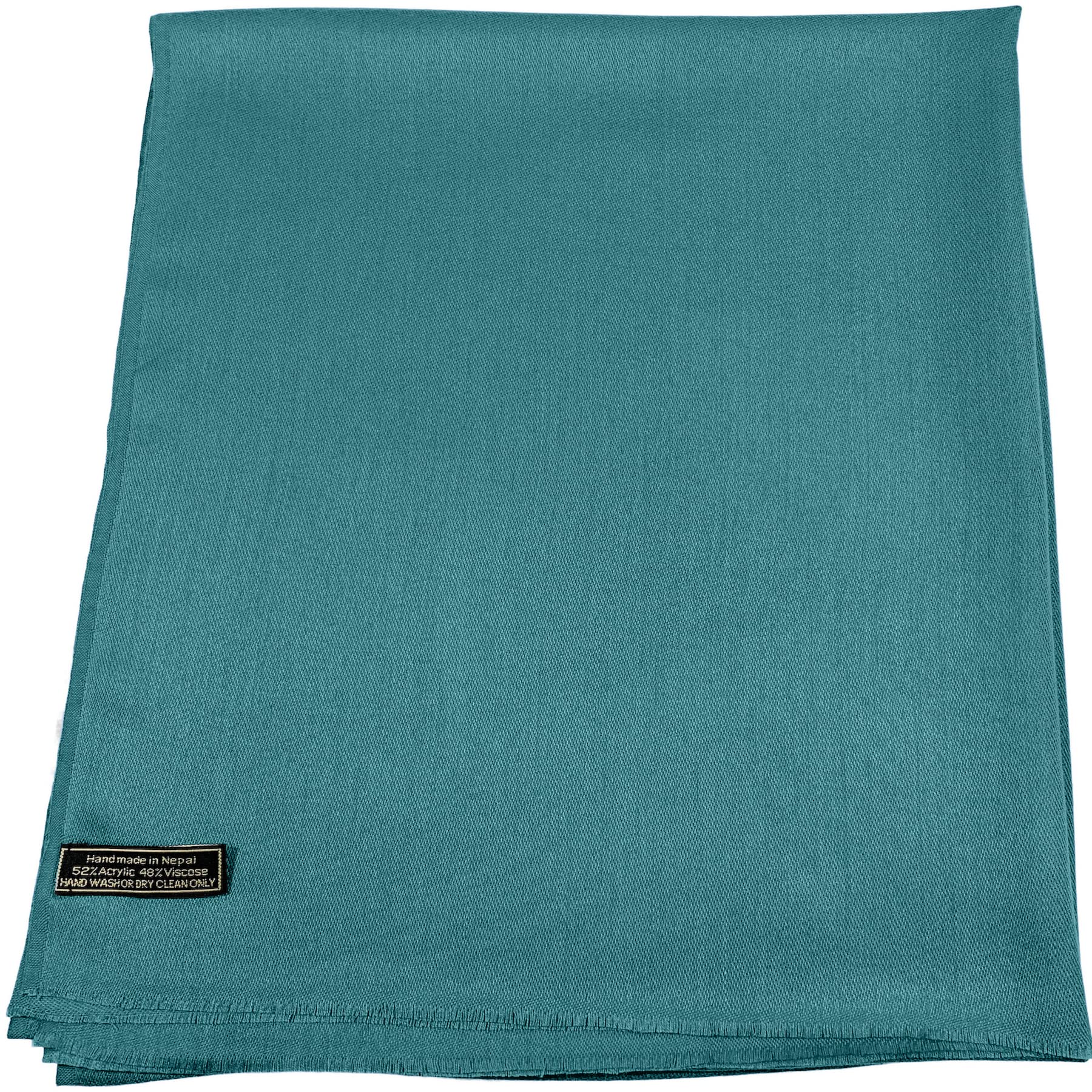 CJ Apparel Jade Green Fringe Solid Colour Nepalese Shawl Seconds Scarf Pashmina