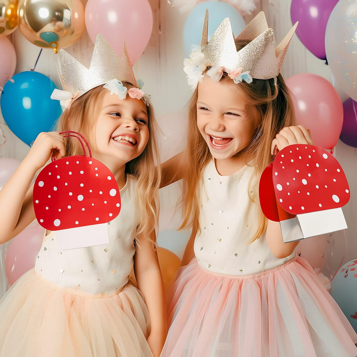 Cheerland Mushroom Party Favors Fairy Birthday Party Decorations Mushroom Gift Bags Enchanted Forest Alice in Wonderland Goodie Bag Stuffers Woodland Themed Baby Shower Tea Party Decor Supplies 4 Pcs - Image 4