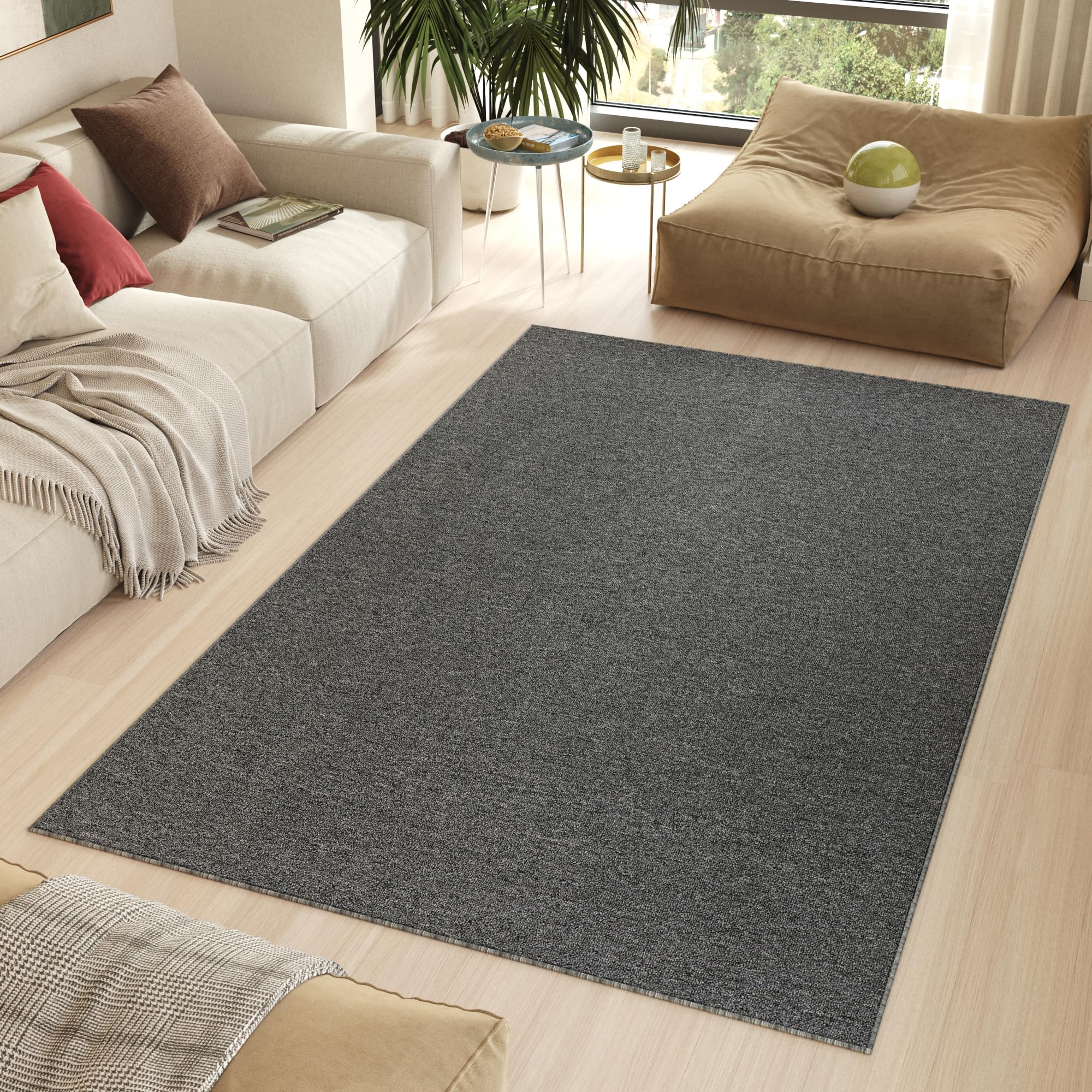 TAPISO Nizza Alfombra Antideslizante Lavable de Pelo Corto Diseño Moderno Gris Melange Alfombra de Salón Cocina Dormitorio Habitación Comedor Oeko-Tex 120 x 170 cm
