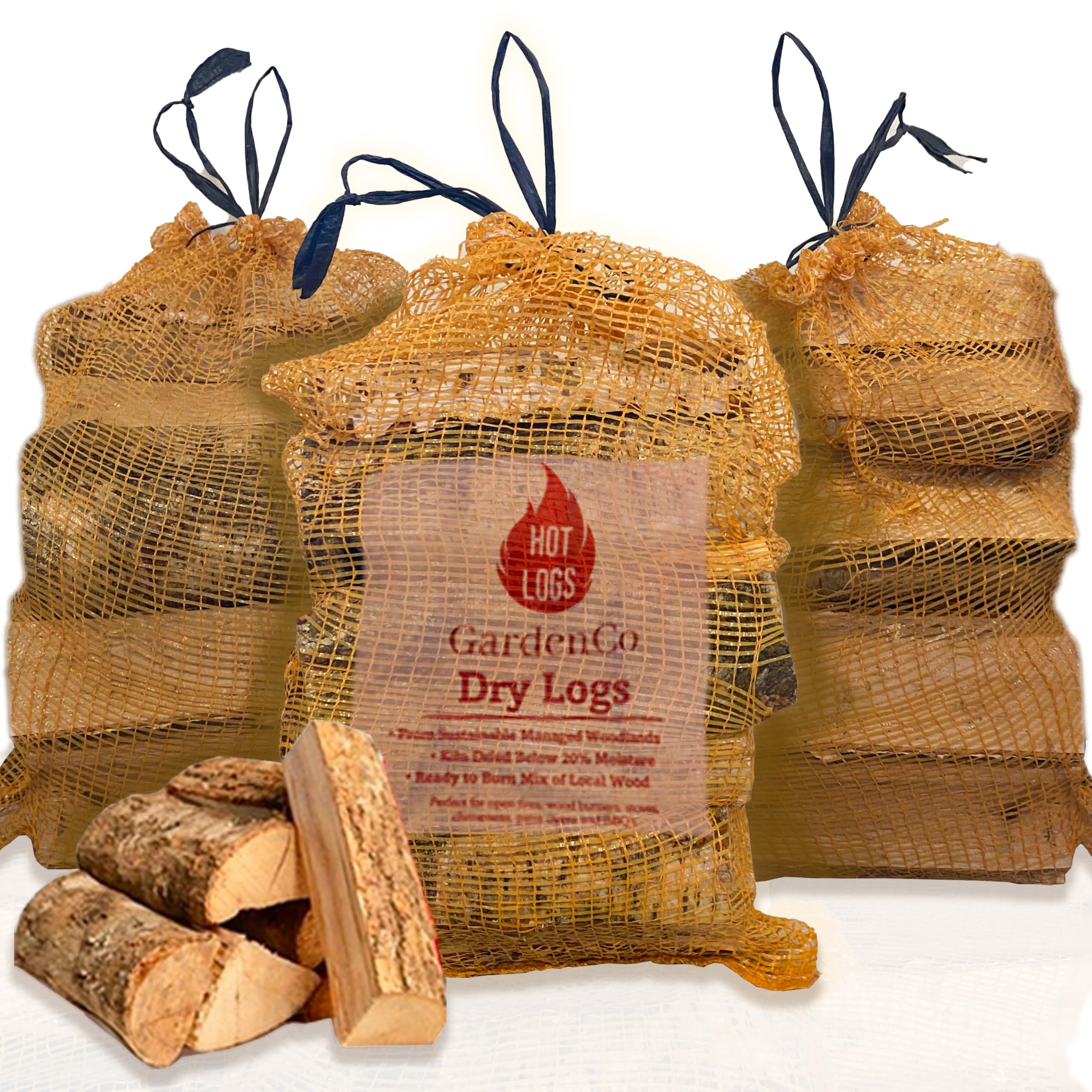 Sacks of Kiln Dried Logs for Open fires, charcoal, Hot Wood Burning ...