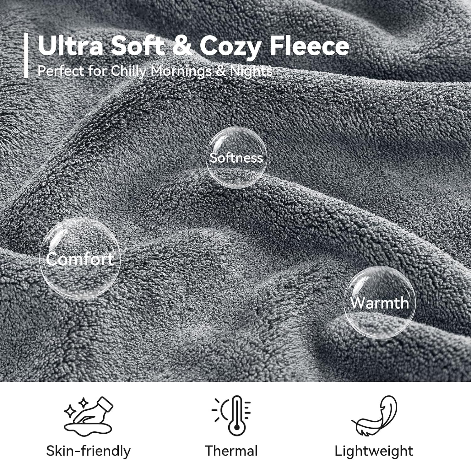 Absorbent Fleece Mens Robe with Hood Warm Cozy Ultra Soft Bathrobe Luxury Quick Dry Spa Towel Robe for Men