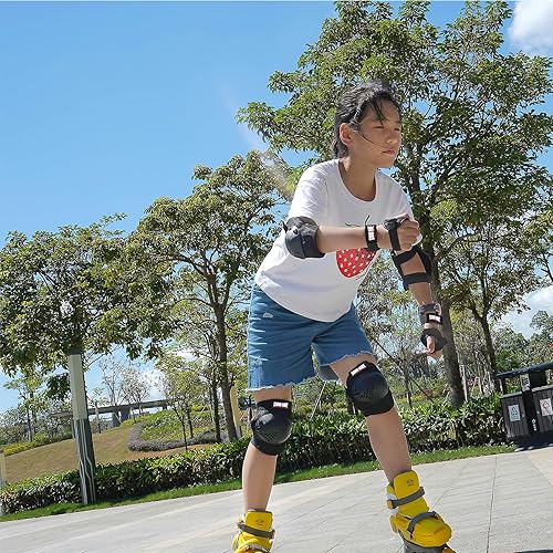 Miniatura 50 de Rodilleras para niños/jóvenes, coderas, muñequeras 3 en 1, juego de protección, para patines de 3 a 15 años, ciclismo, patinaje en línea, monopatín