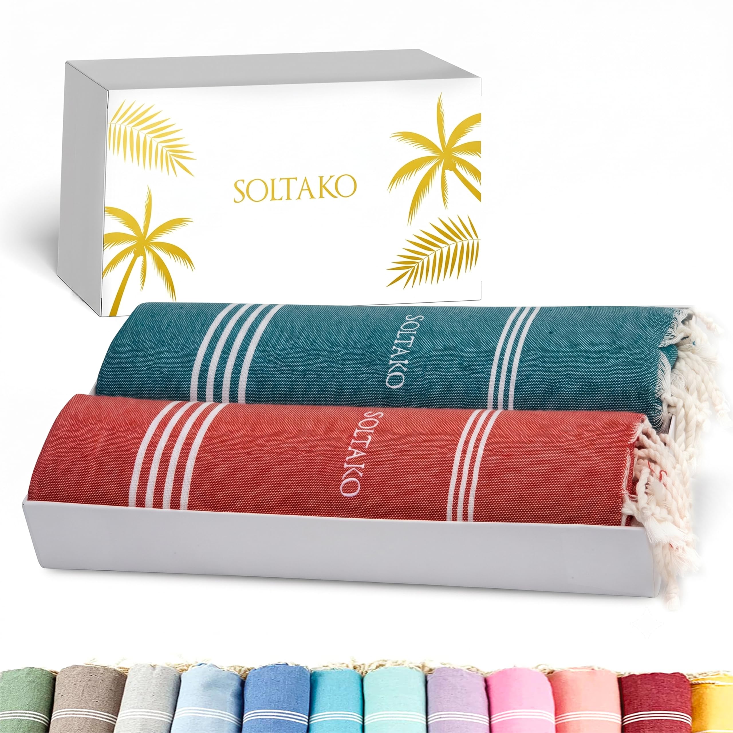 SOLTAKO Premium Hamamtuch Bali Fouta 100x200 cm Strandtuch Sauna