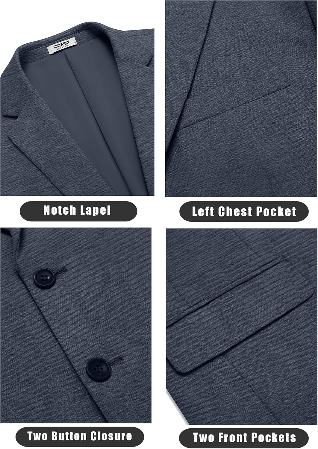 COOFANDY Men's Casual Knit Blazer Stretch Slim Fit Sport Coat Two Button Lightweight Suit Jackets - Image 5