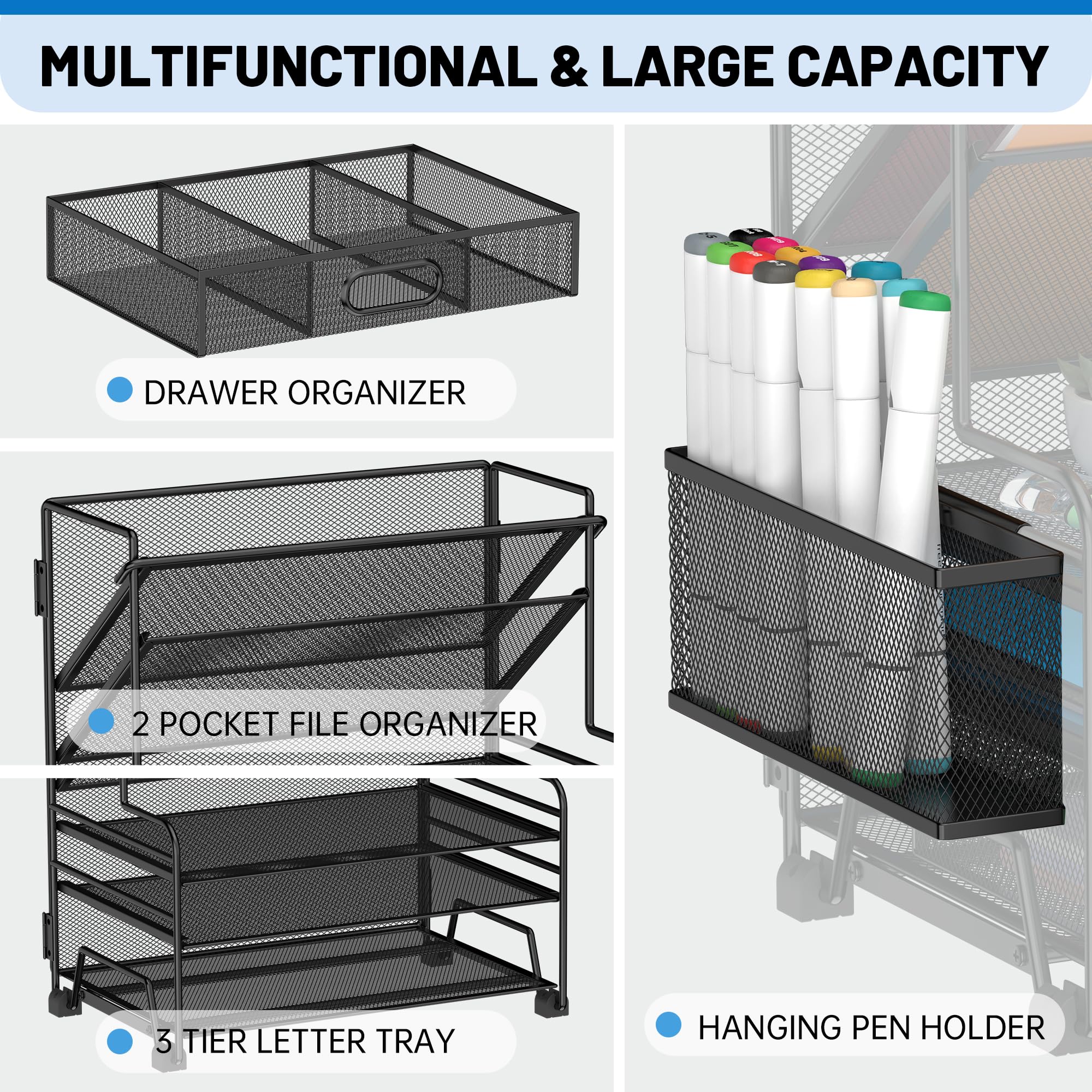 Amazon.com: 5 Tier Desk Organizer with Drawer & Pen Holders, Desk