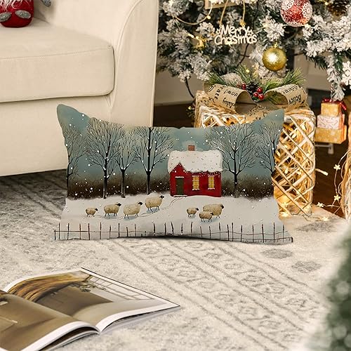 Miniatura 6 de Fundas de almohada lumbares de granja de 12 x 20 pulgadas, fundas de almohada decorativas blancas para interiores y hogar, decoración de vacaciones,