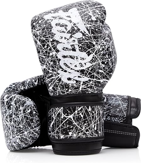 Fairtex Microfibre Boxing Gloves Muay Thai Boxing - (Black/White 14oz)